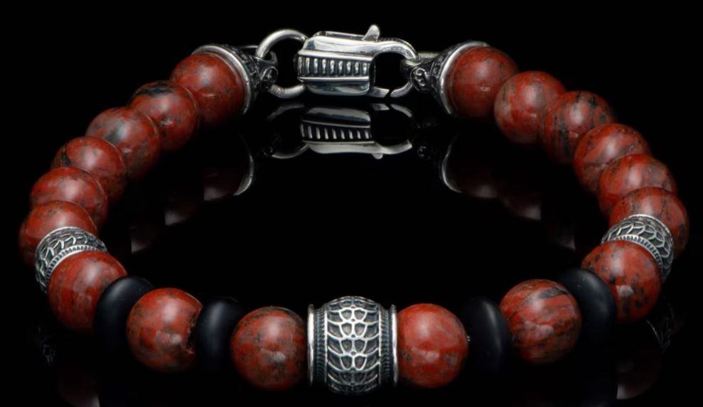 William Henry Newport-Red Jasper Large Men's Bracelet