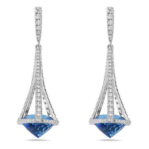 Charles Krypell Diamond and London Blue Topaz Earrings