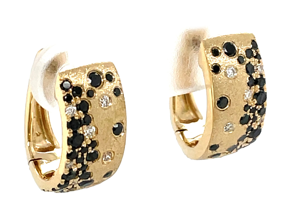 Dilamani Black and White Diamond Huggie Earrings