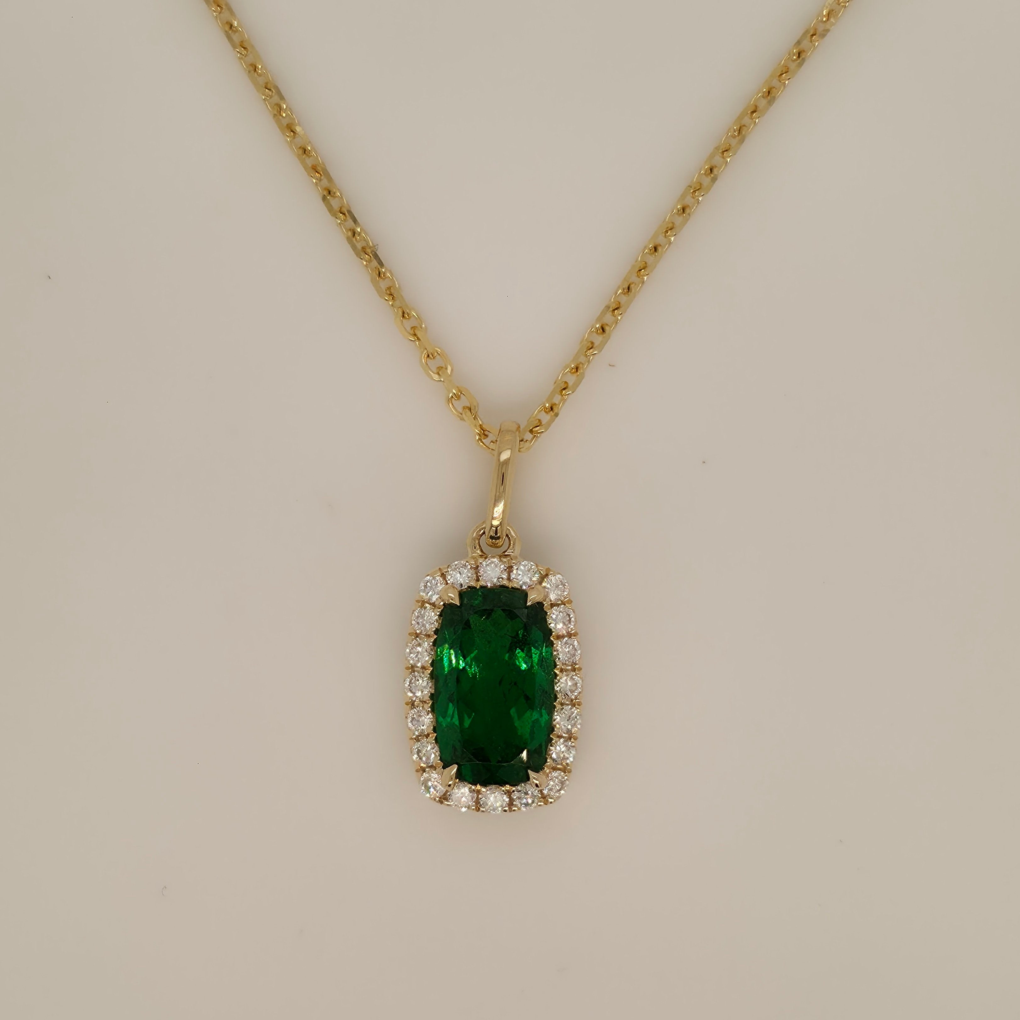 Green Tsavorite and Diamond Pendant