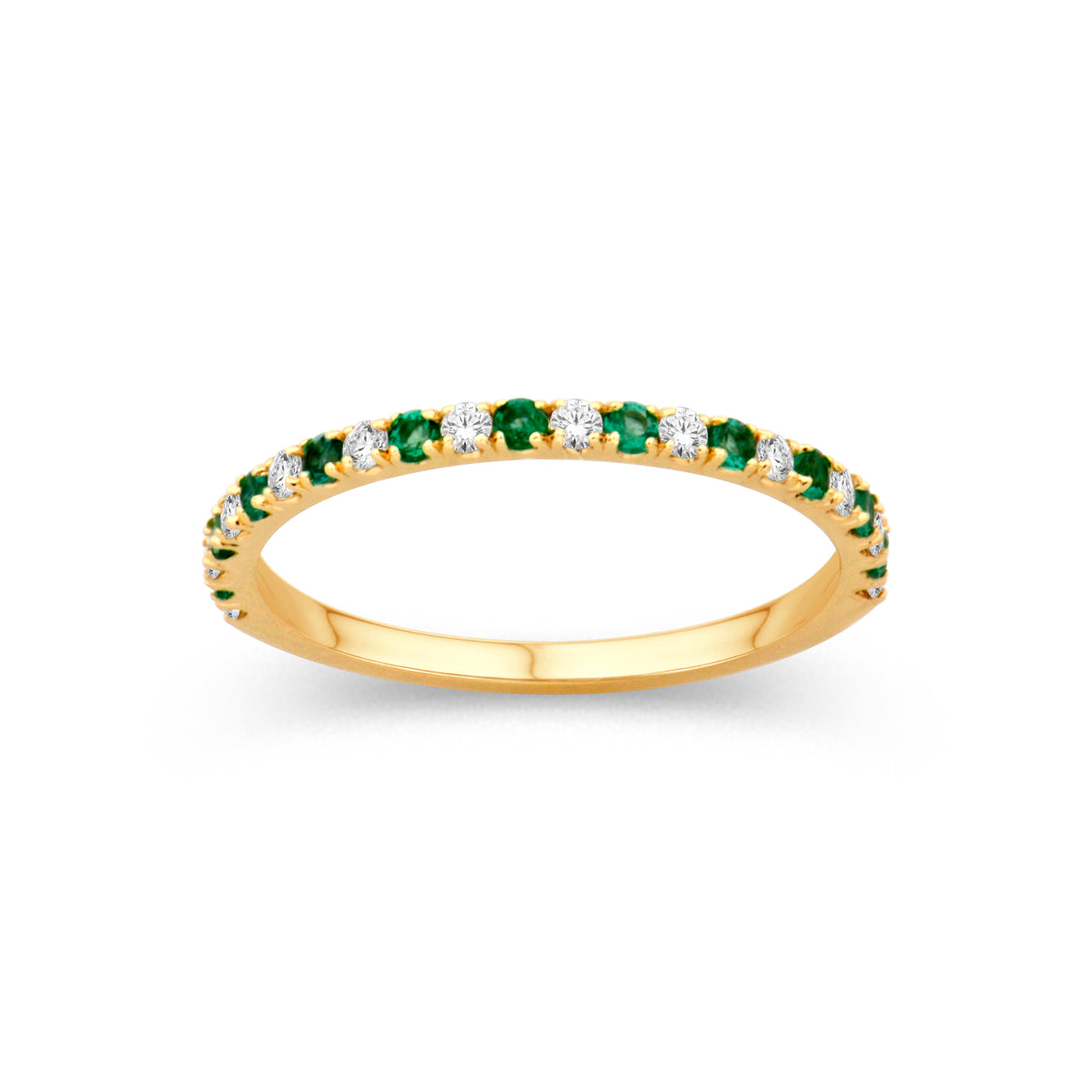 Diamond and Green Emerald Band
