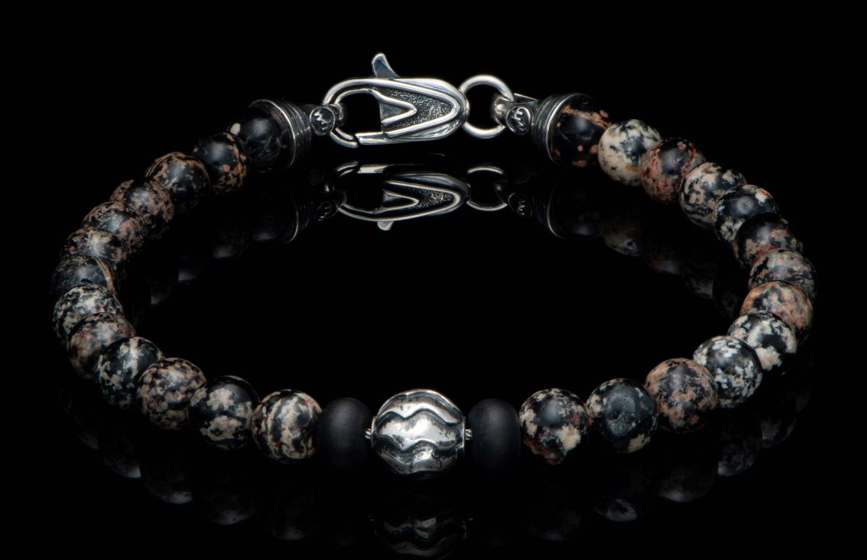 William Henry Brookings Red Obsidian Beaded Bracelet Size Large