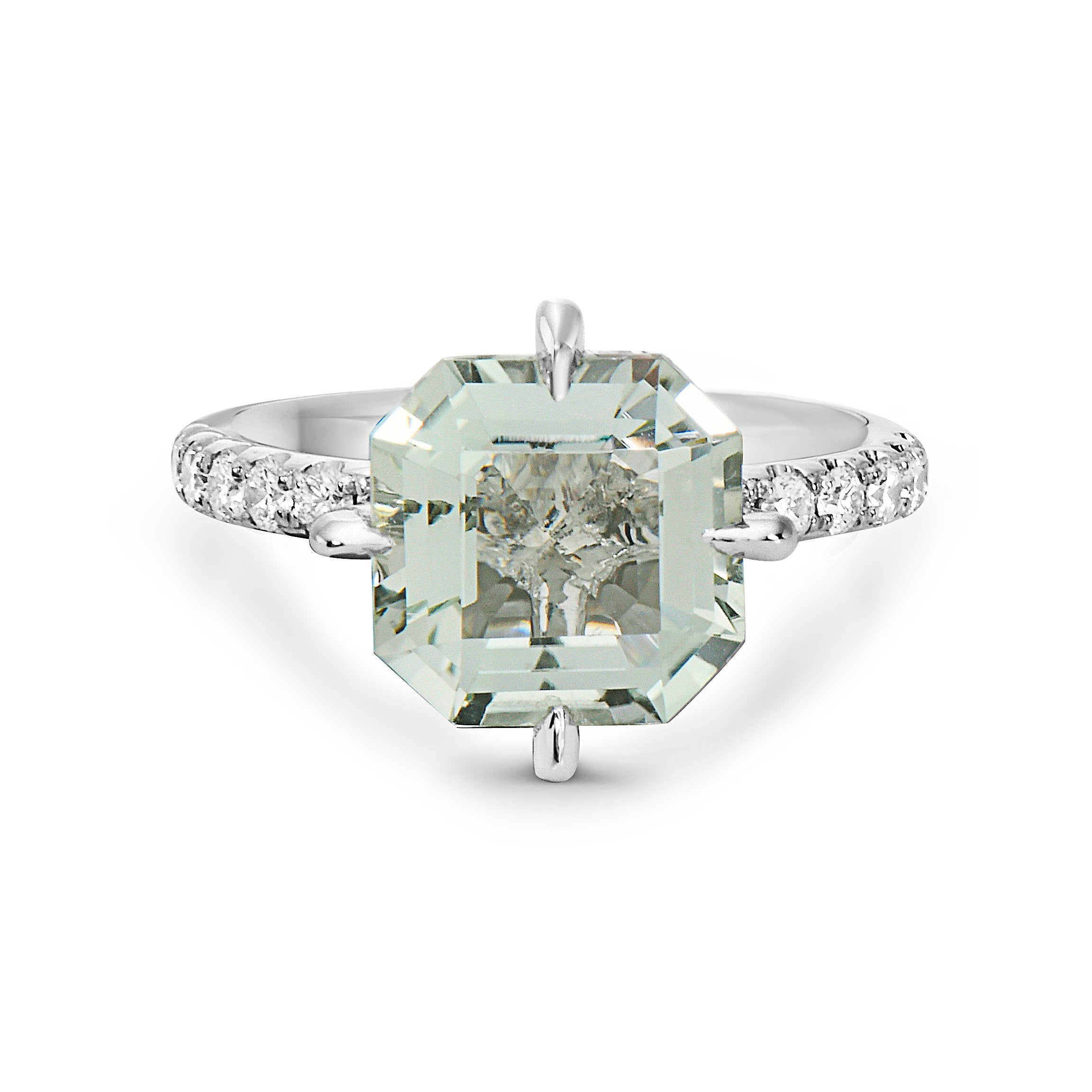 Charles Krypell Diamond and Green Amethyst Ring