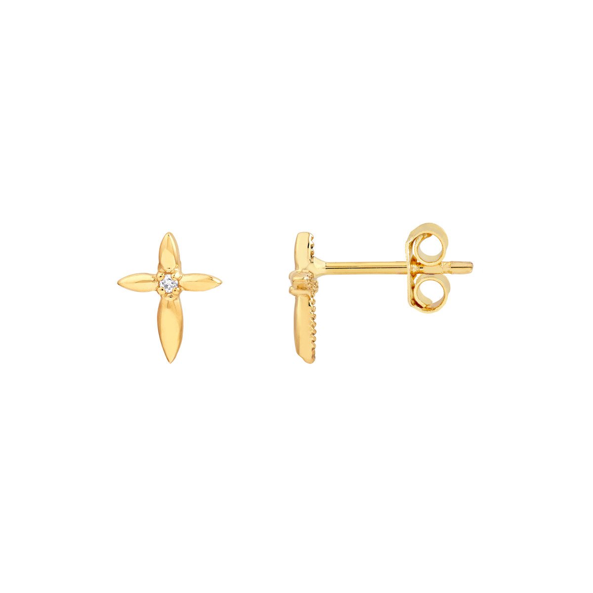 Gold Cross Stud Earrings