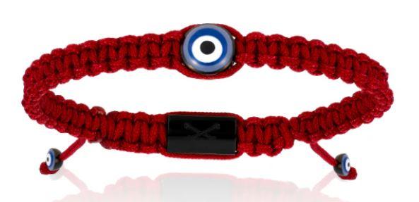 Double Bone Red Wine Evil Eye Nylon Men's Bracelet