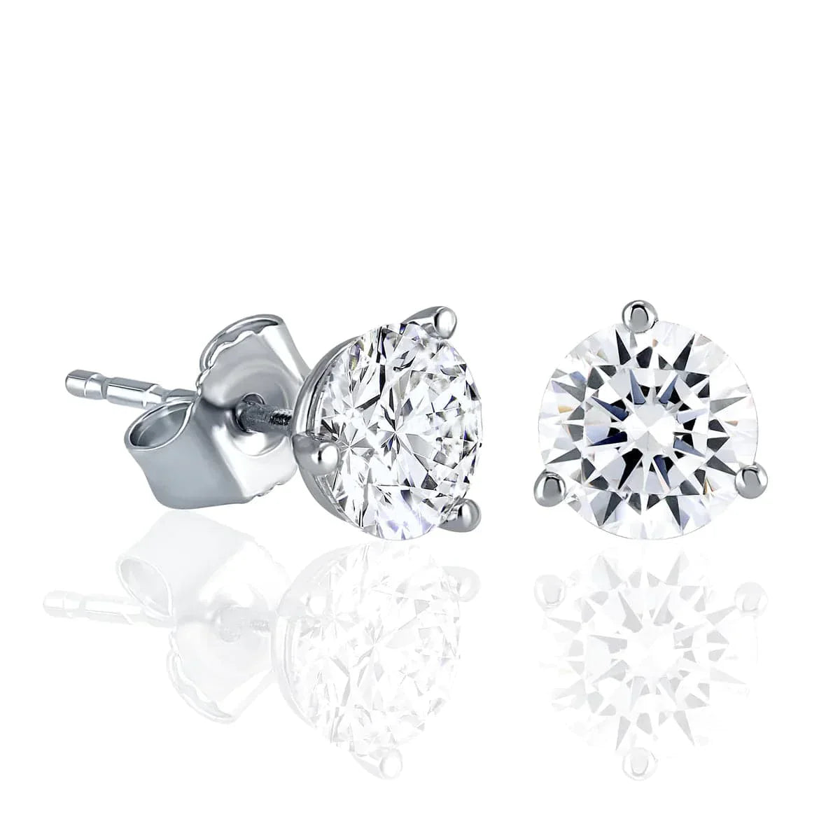 Classic Round Natural Diamond Stud Earrings