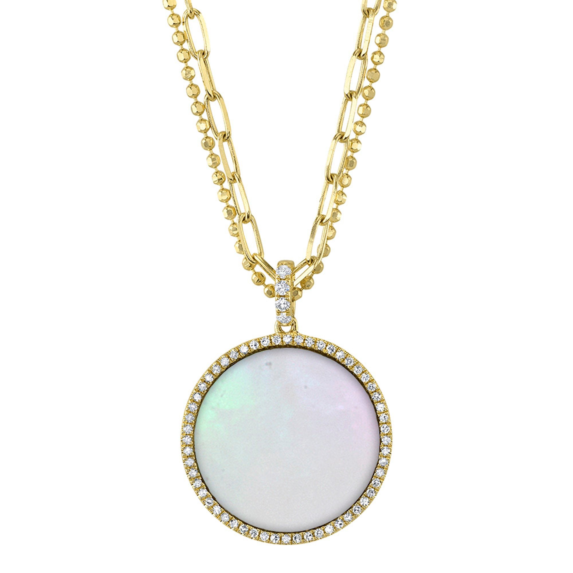 Shy Creation Diamond and Mother of Pearl Necklace