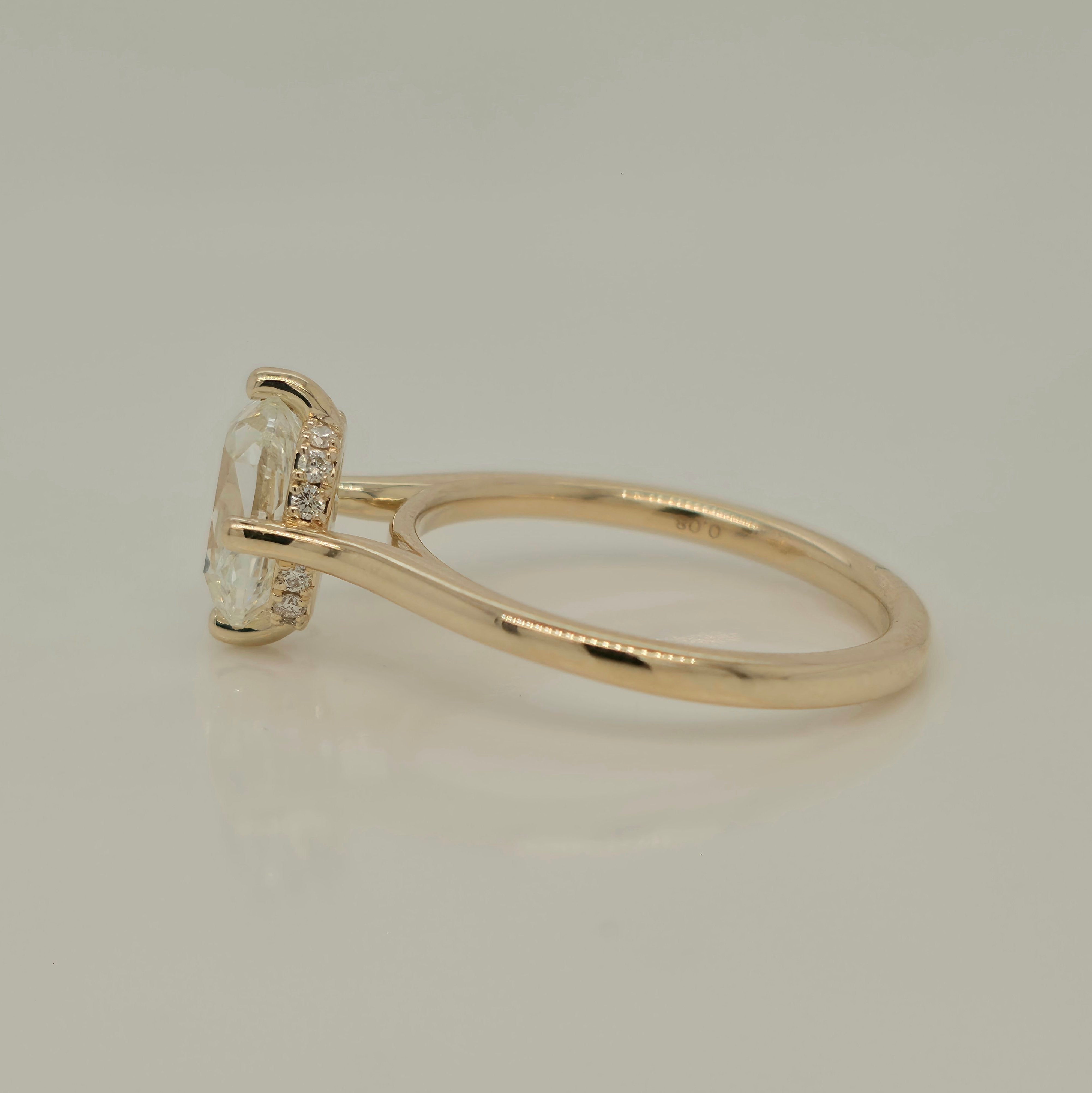 1.81ct Old Mine Cut Cuhsion Shaped Diamond Engagement Ring