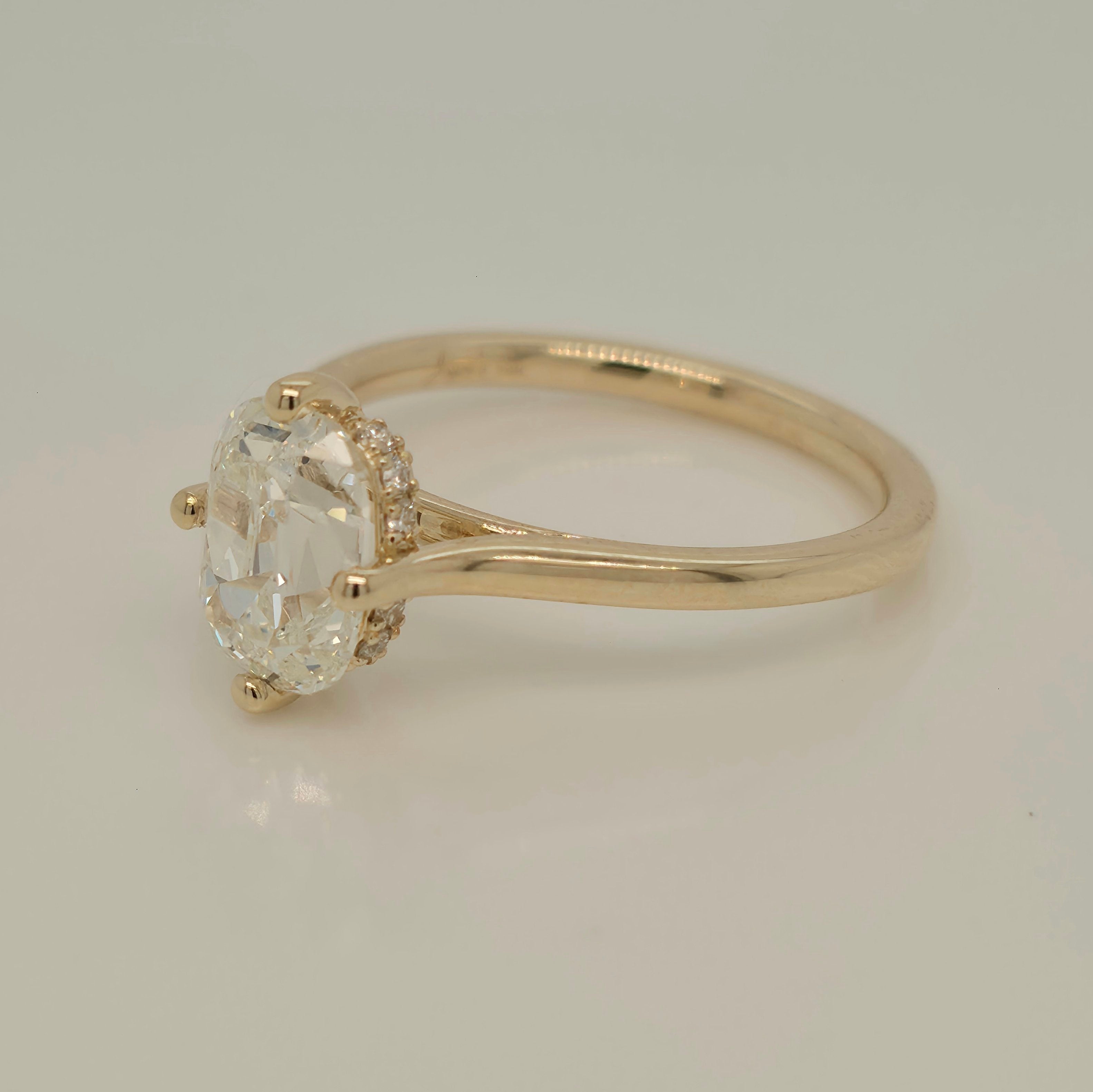 1.81ct Old Mine Cut Cuhsion Shaped Diamond Engagement Ring