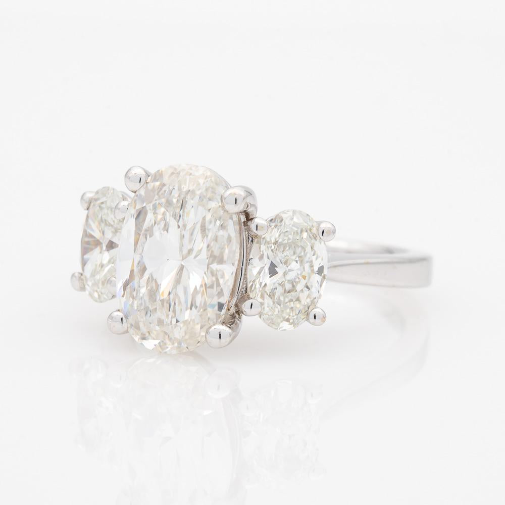 3.01ct Oval Shaped Three Stone Diamond Engagement Ring