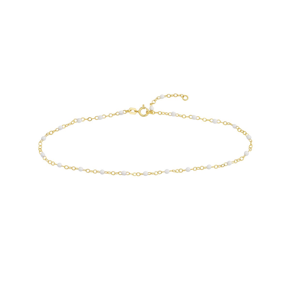 White Enamel Beaded Anklet