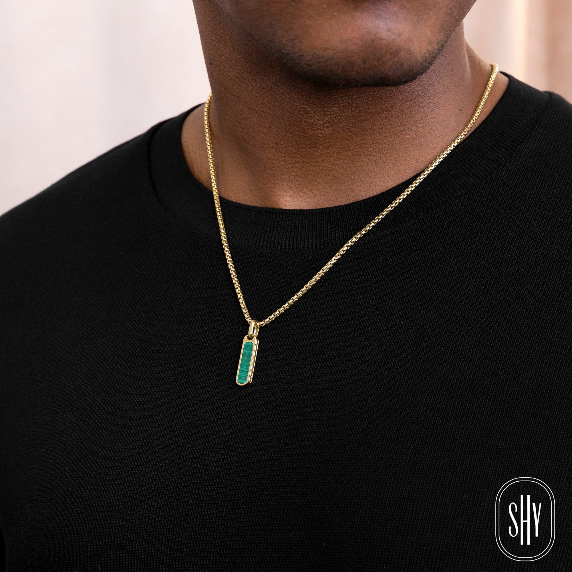 Shy Creation Men's Malachite Pendant