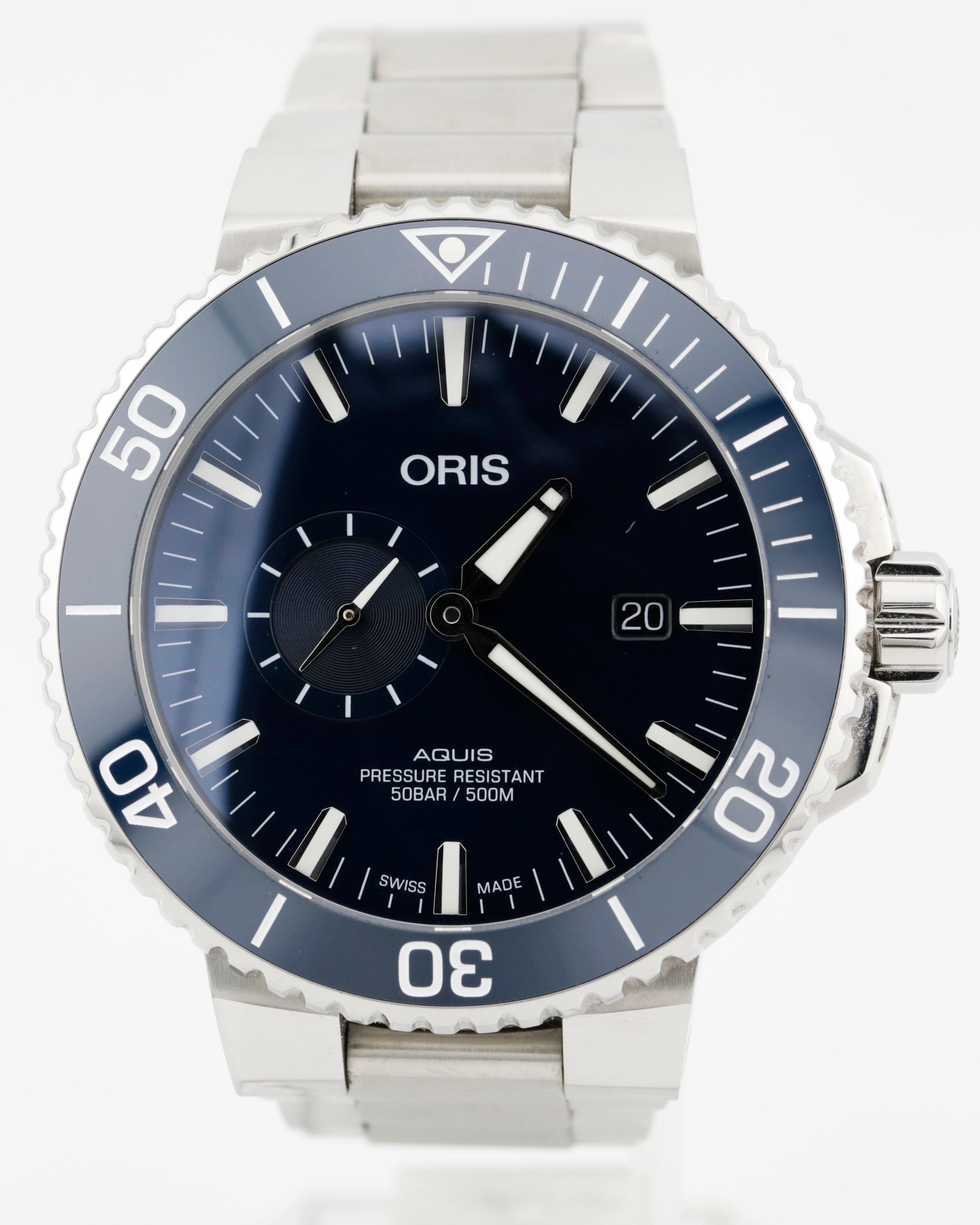 Pre Owned Oris Aquis Small Seconds Date Ref# 01 743 7733 4155