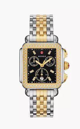 Michele Deco Two-Tone 18k Gold-Plated Diamond Bezel Ref# mww06a000808