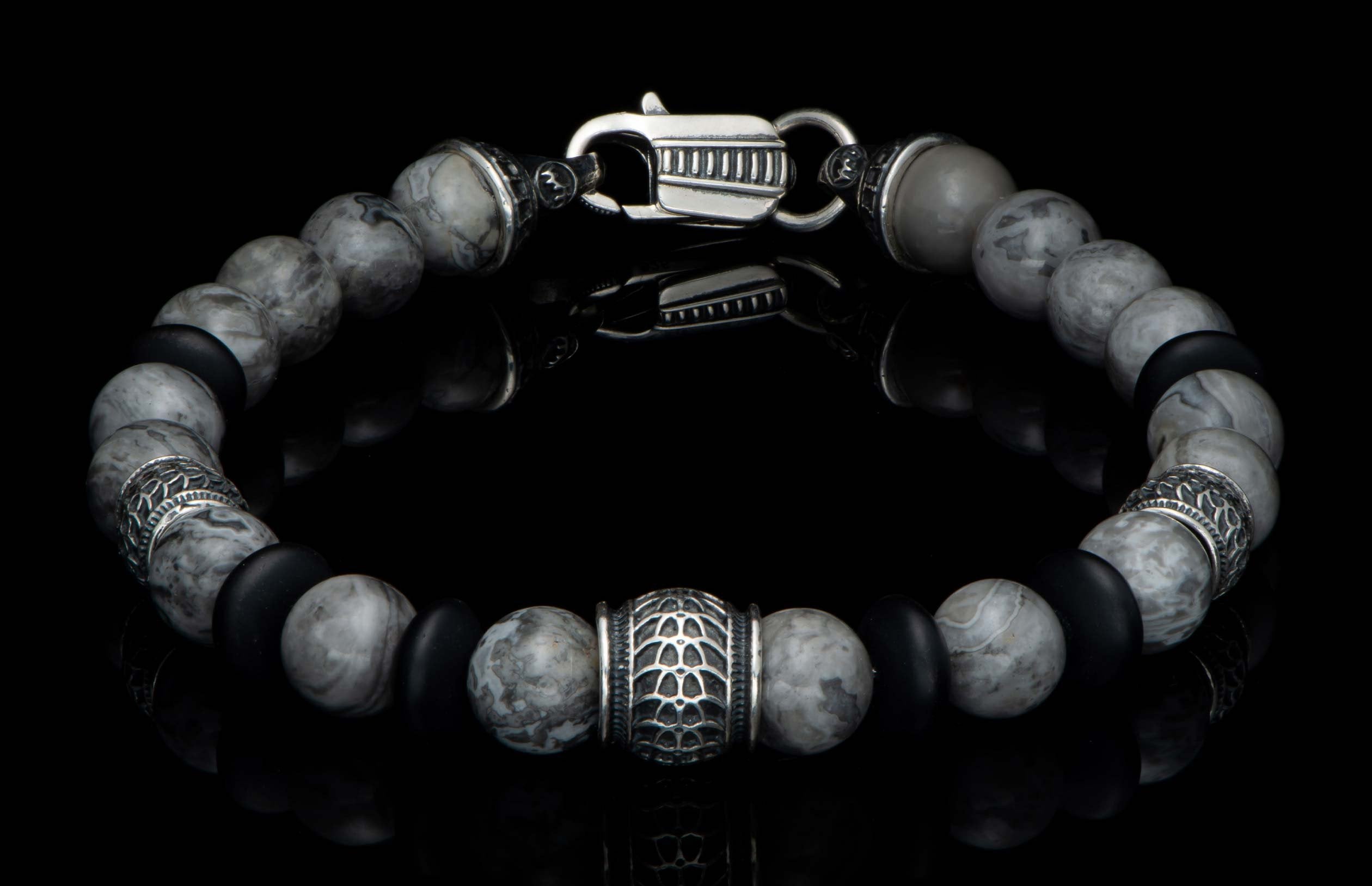 William Henry Newport Silver Agate Beaded Bracelet