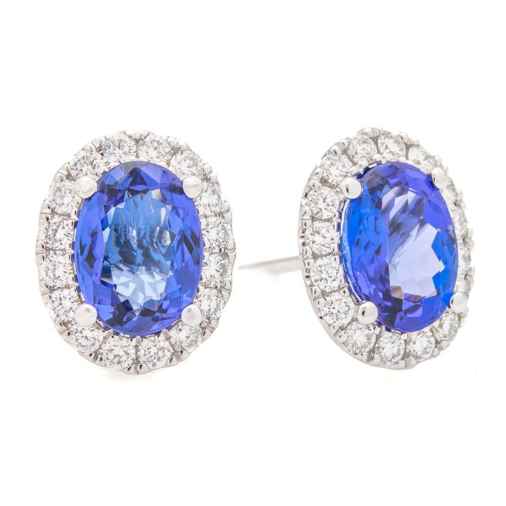 Tanzanite and Diamond Stud Earrings