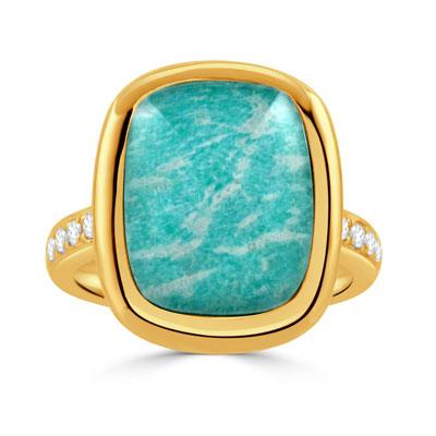 Doves Diamond and Amazonite Ring