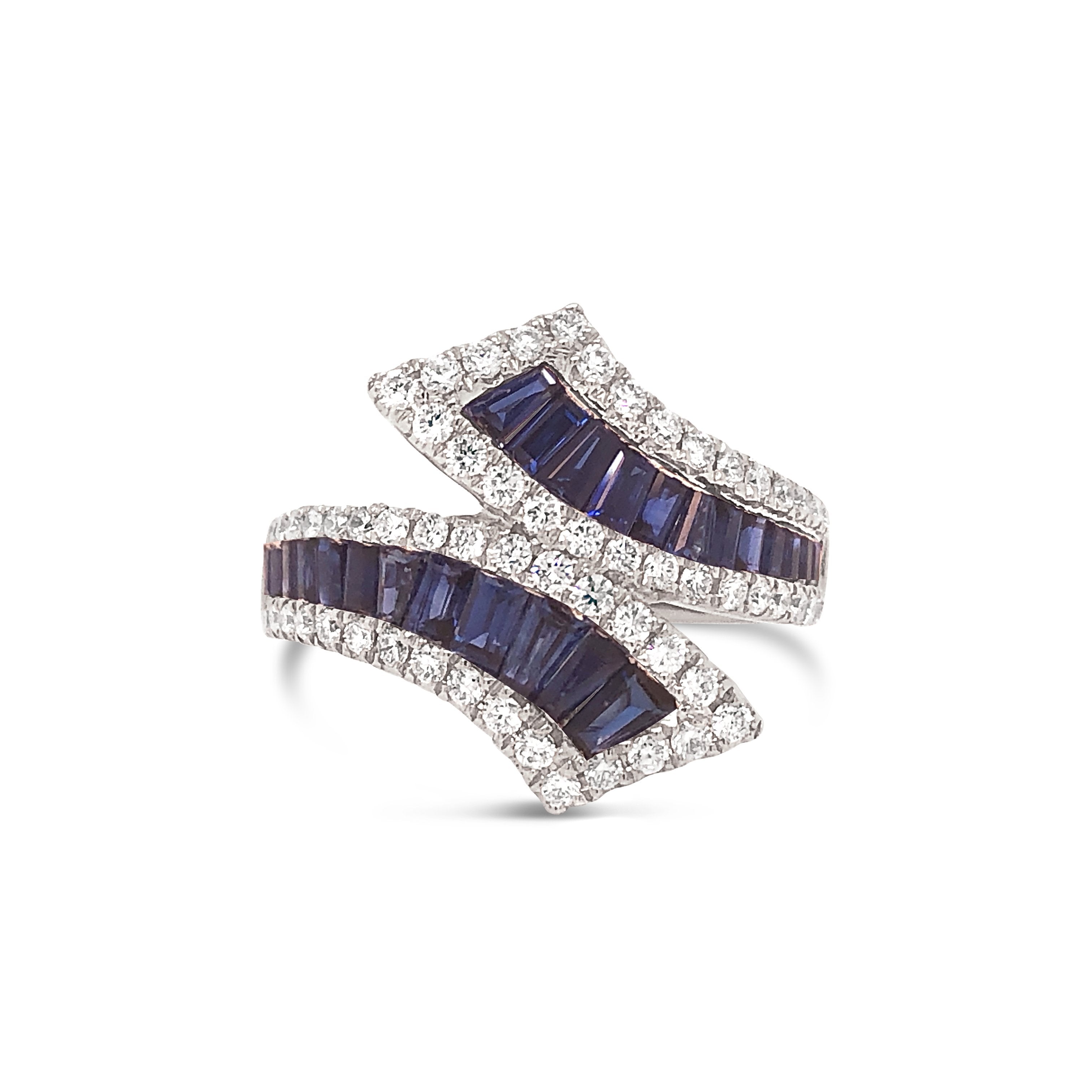 Charles Krypell Diamond and Blue Sapphire Ring