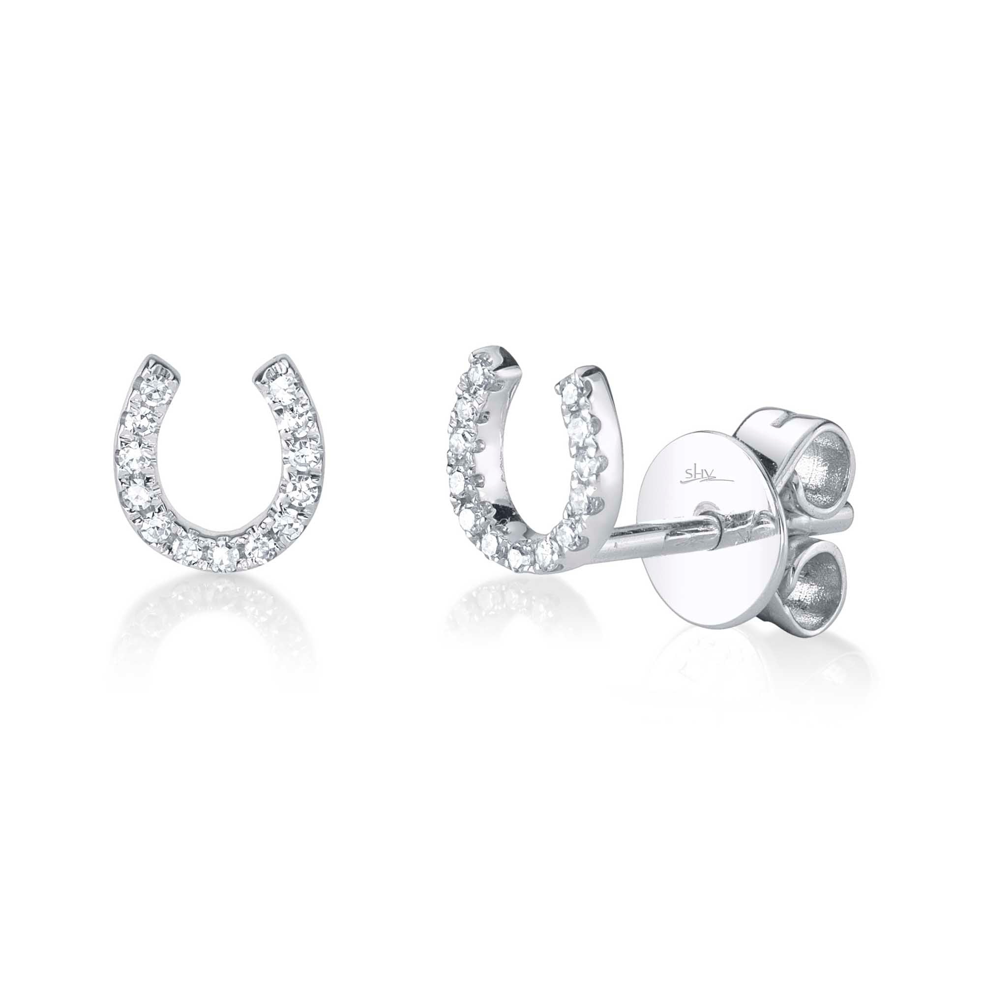 Shy Creation Diamond Horseshoe Stud Earrings