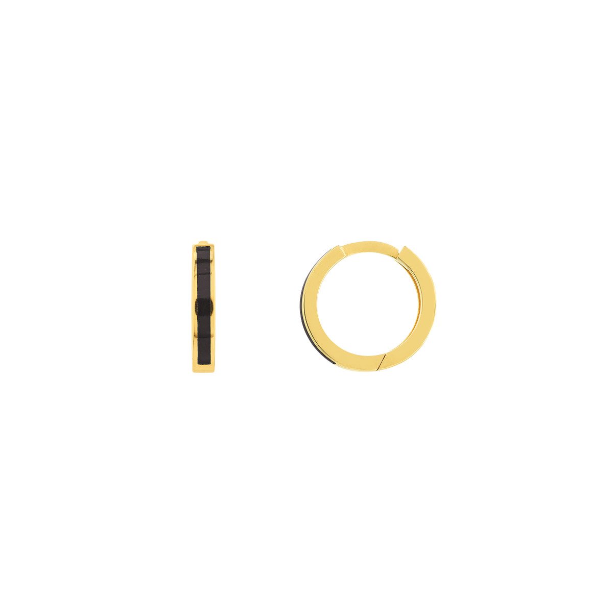 Gold and Enamel Huggie Earrings