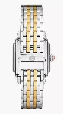 Michele Deco Mid Two-Tone 18k Gold-Plated Diamond Dial Watch Ref# mww06v000042