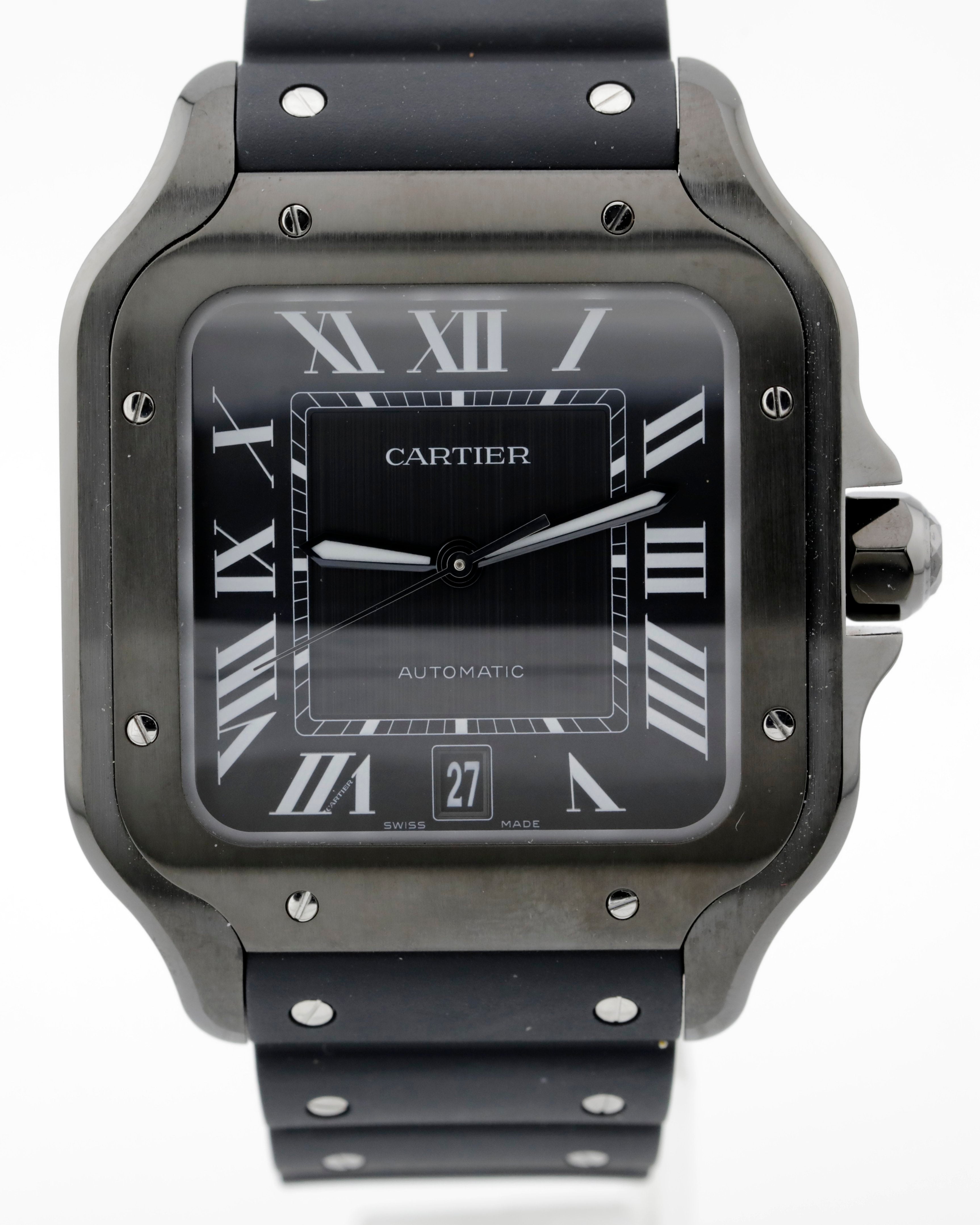 Pre Owned Cartier Santos De Cartier Black Steel Large Ref. WSSA0039