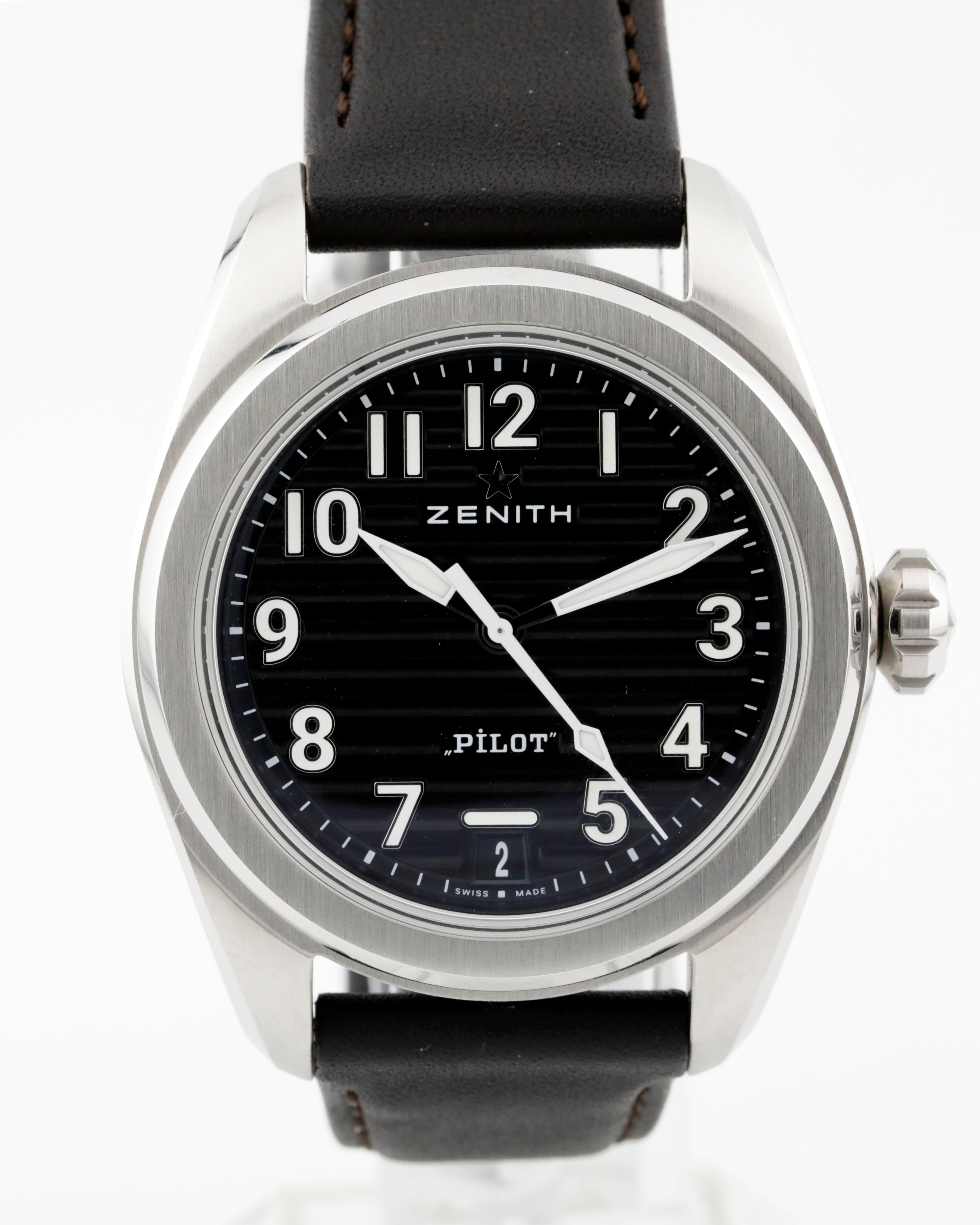 Pre Owned Zenith Pilot Central Second & Date Ref# 03.4000.3620/21.I001