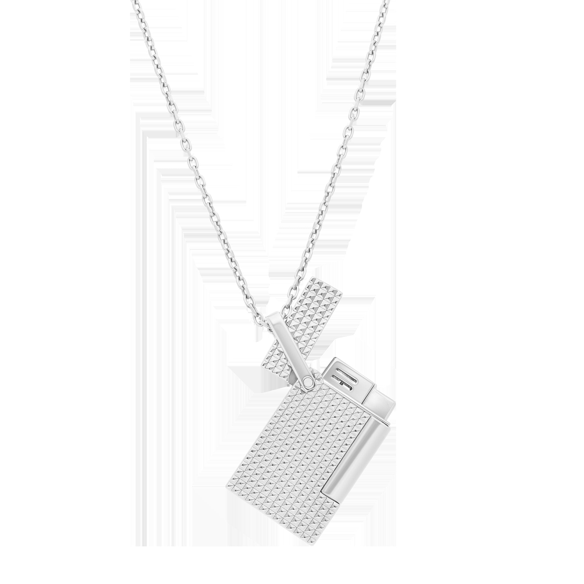 S.T. Dupont Lighter Necklace Silver Diamond Head