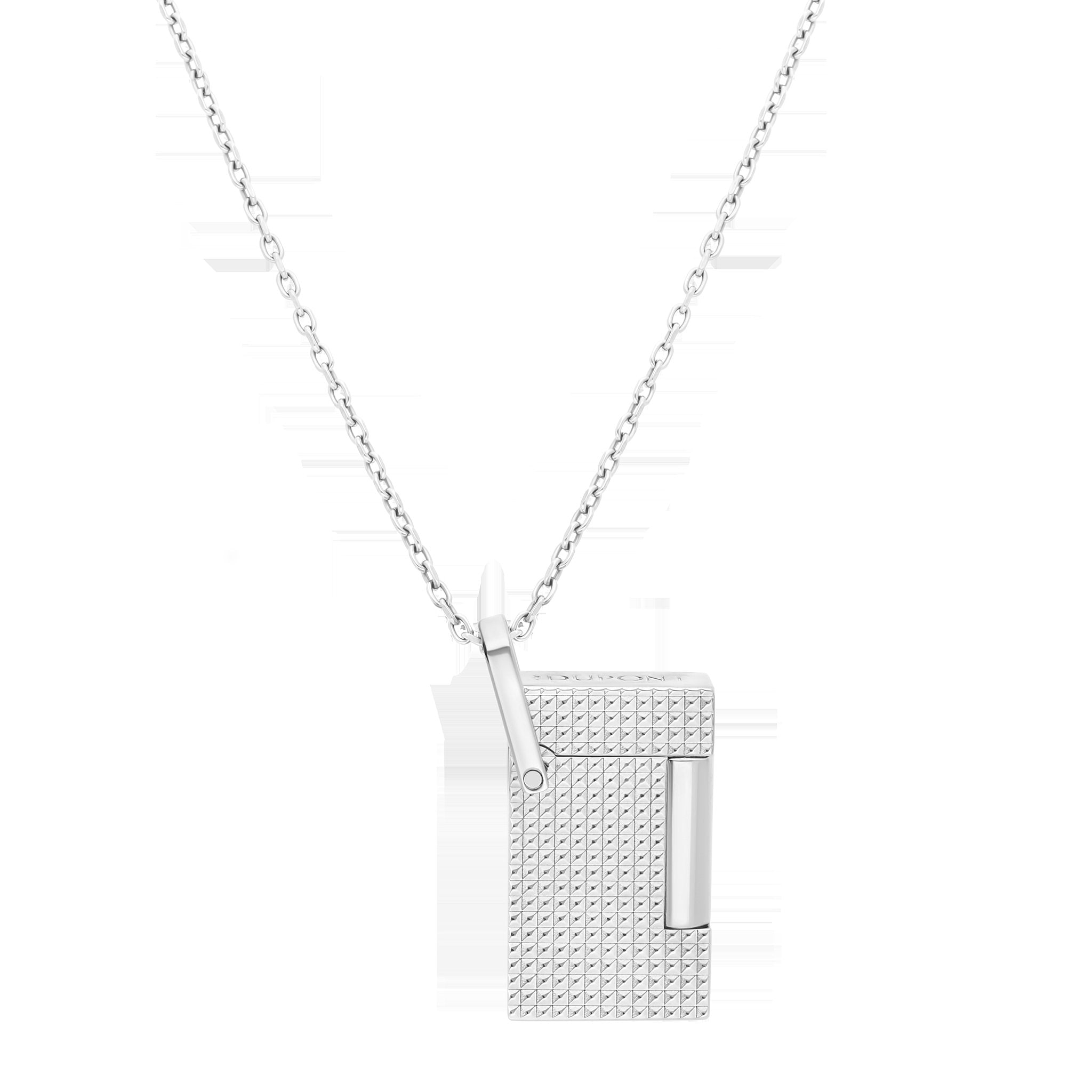 S.T. Dupont Lighter Necklace Silver Diamond Head