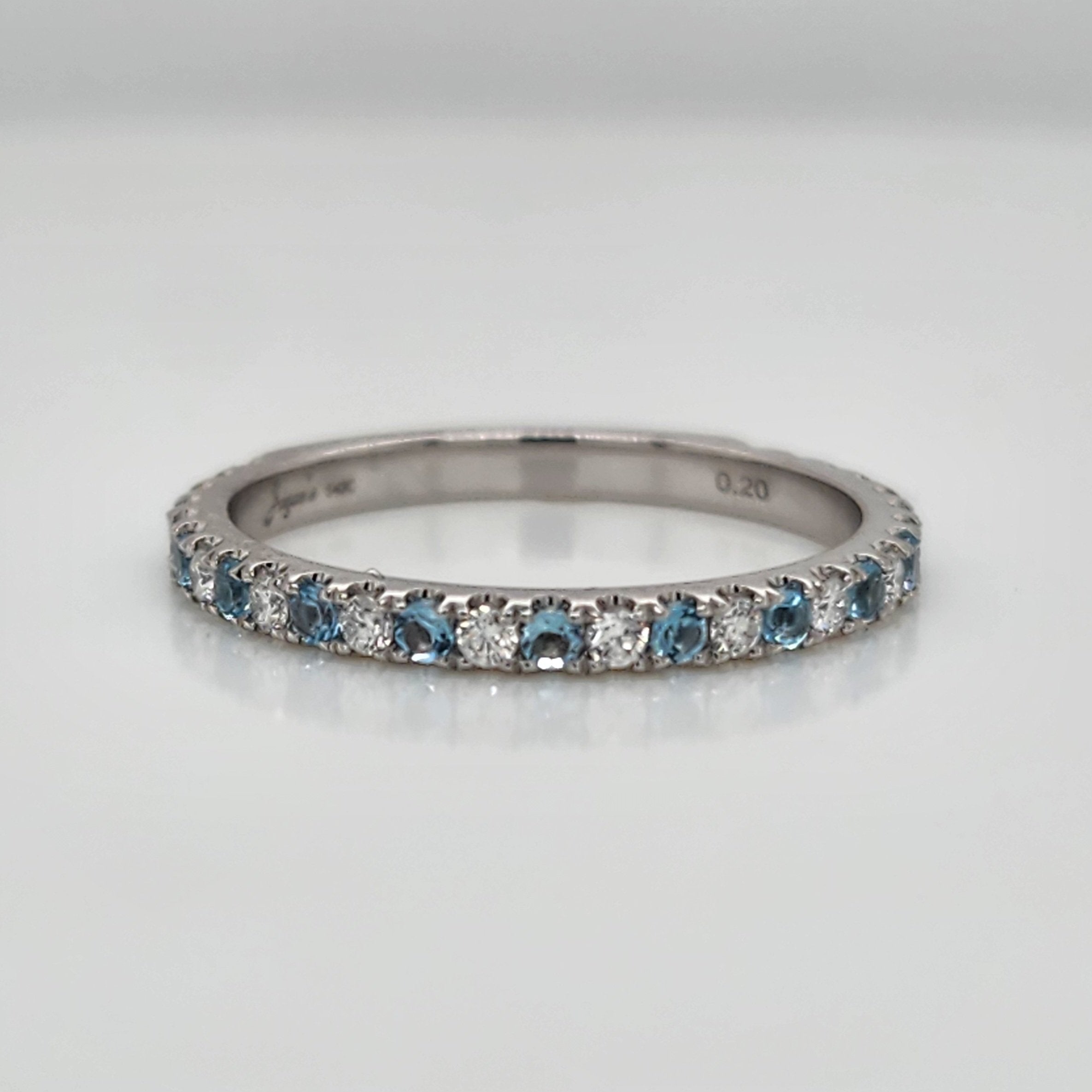 Diamond and Blue Topaz Birthstone Band