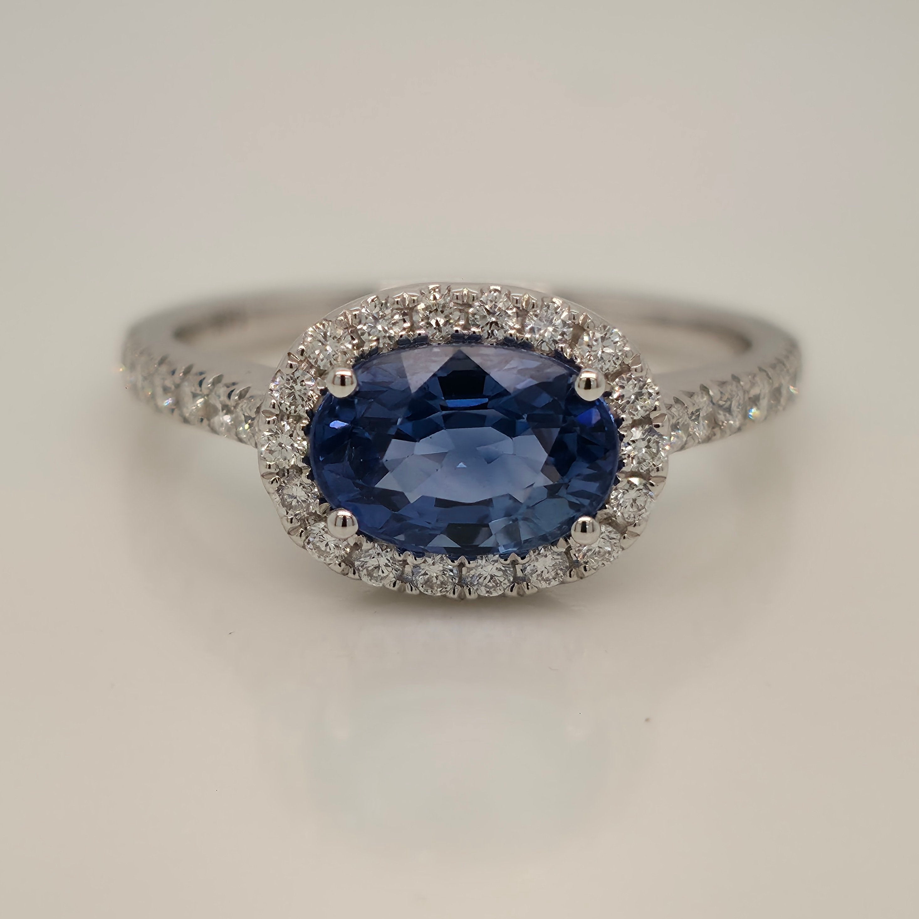 Blue Sapphire and Diamond Ring