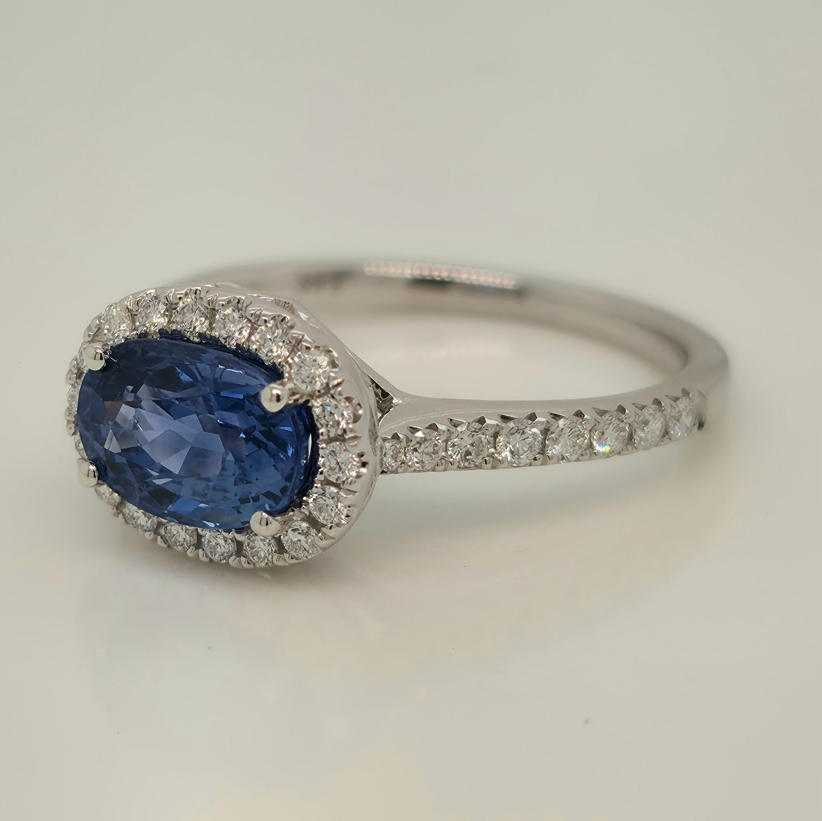 Blue Sapphire and Diamond Ring
