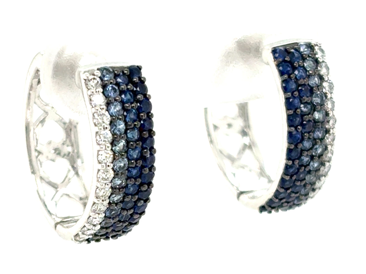 Dilamani Diamond and Blue Sapphire Hoop Earrings