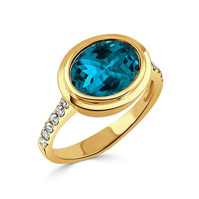 Doves London Blue Topaz and Diamond Ring