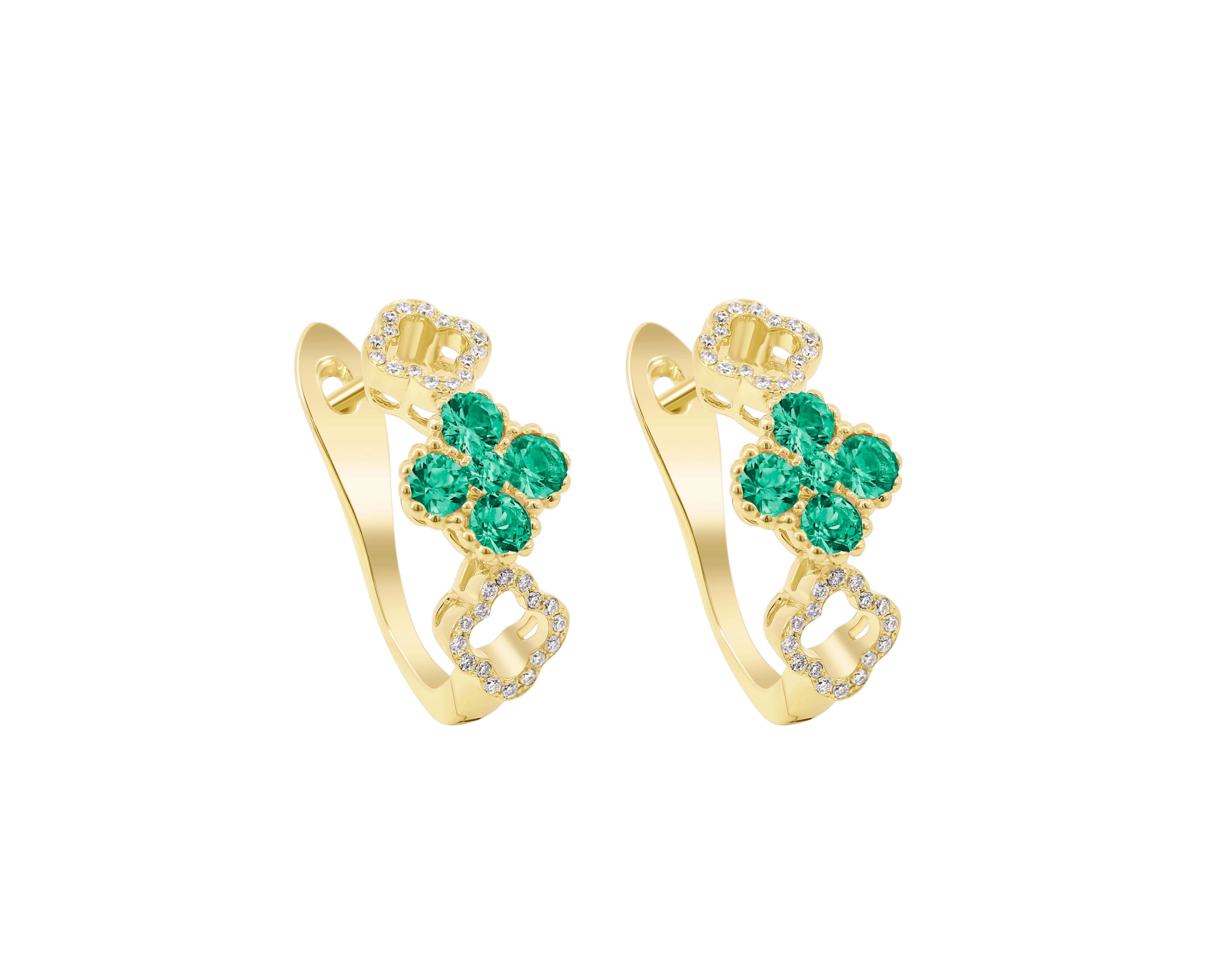 Diamond and Green Emerald Earrings