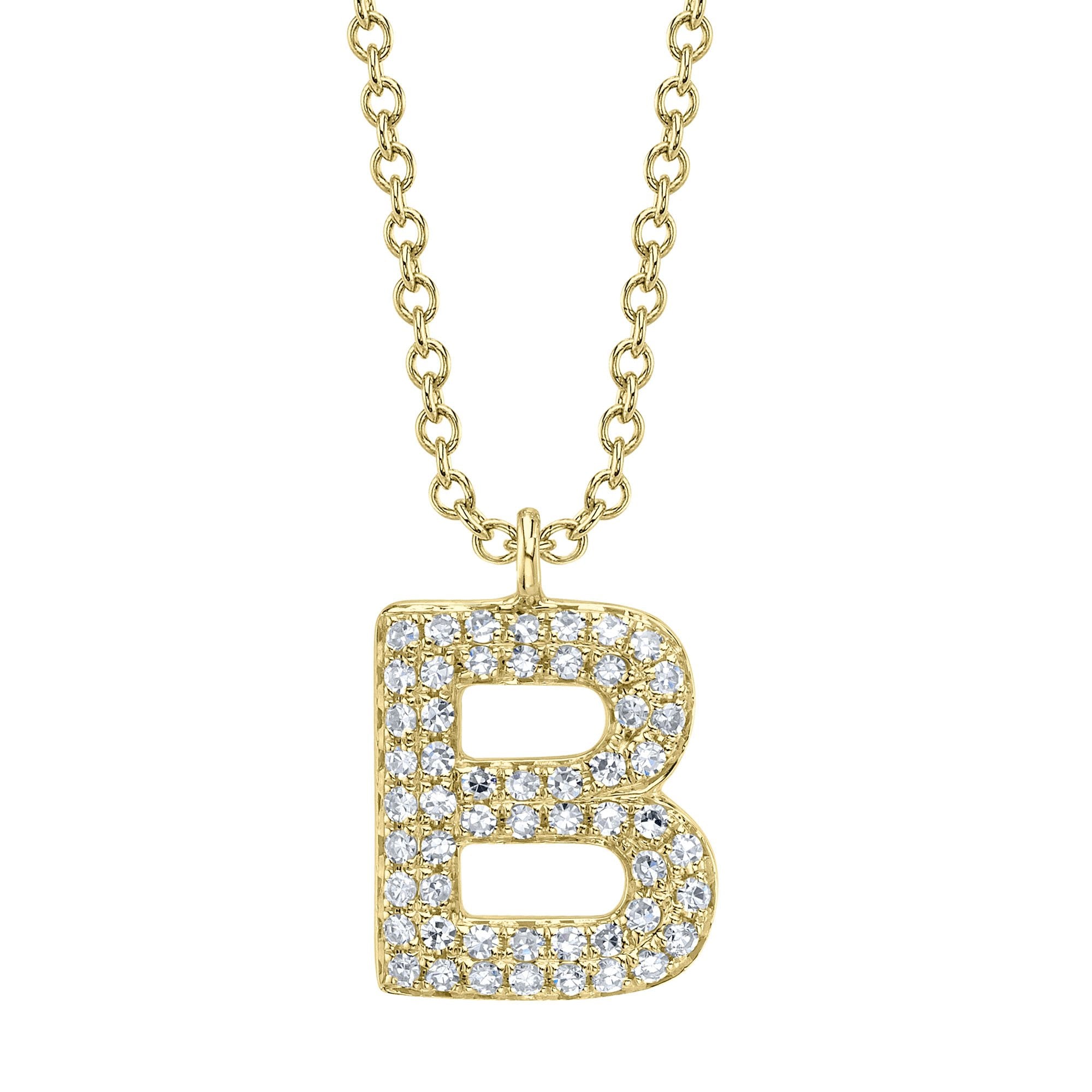 Shy Creation Diamond B Initial Pendant