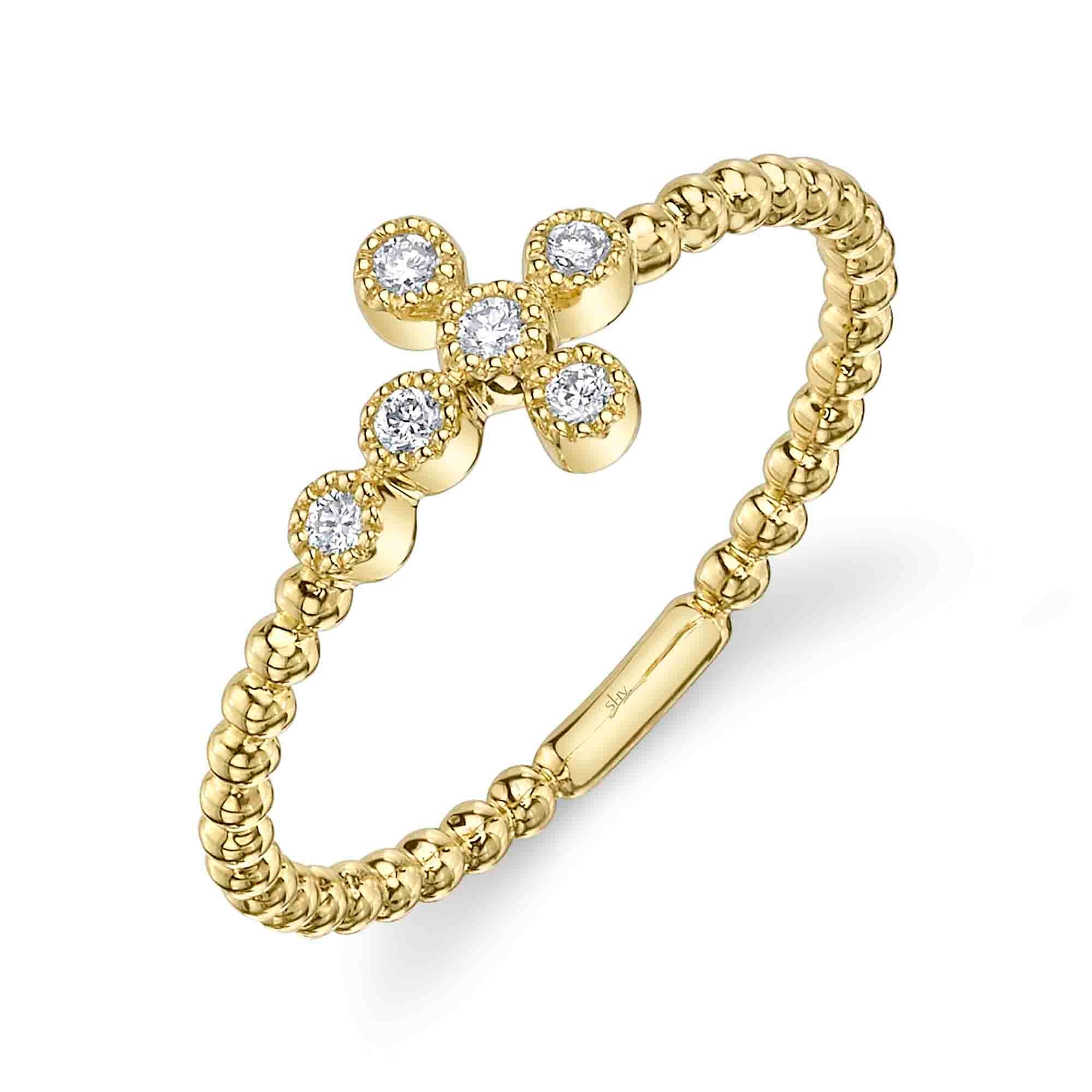 Shy Creation Diamond Cross Ring