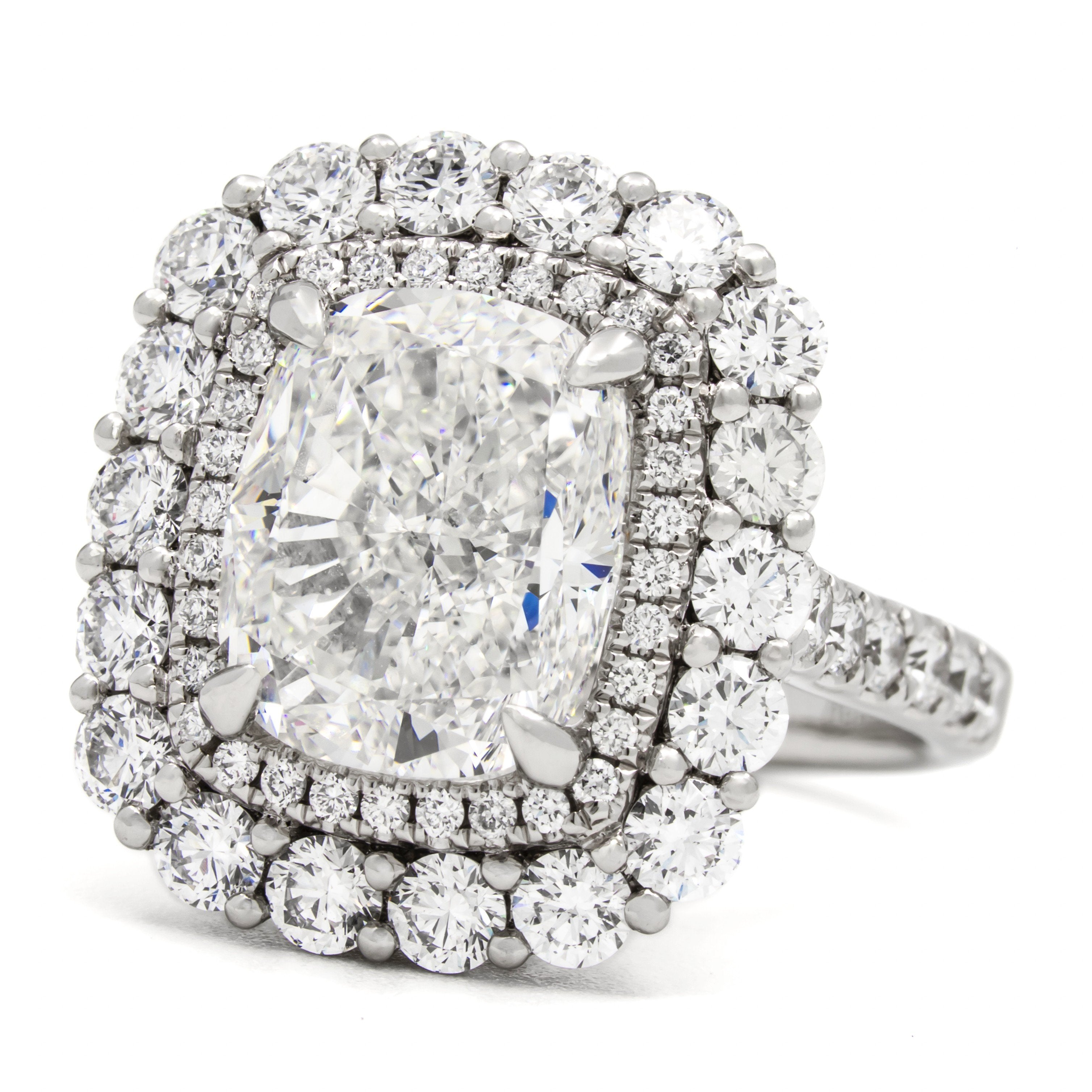 5.01ct Cushion Shaped Diamond Halo Engagement Ring