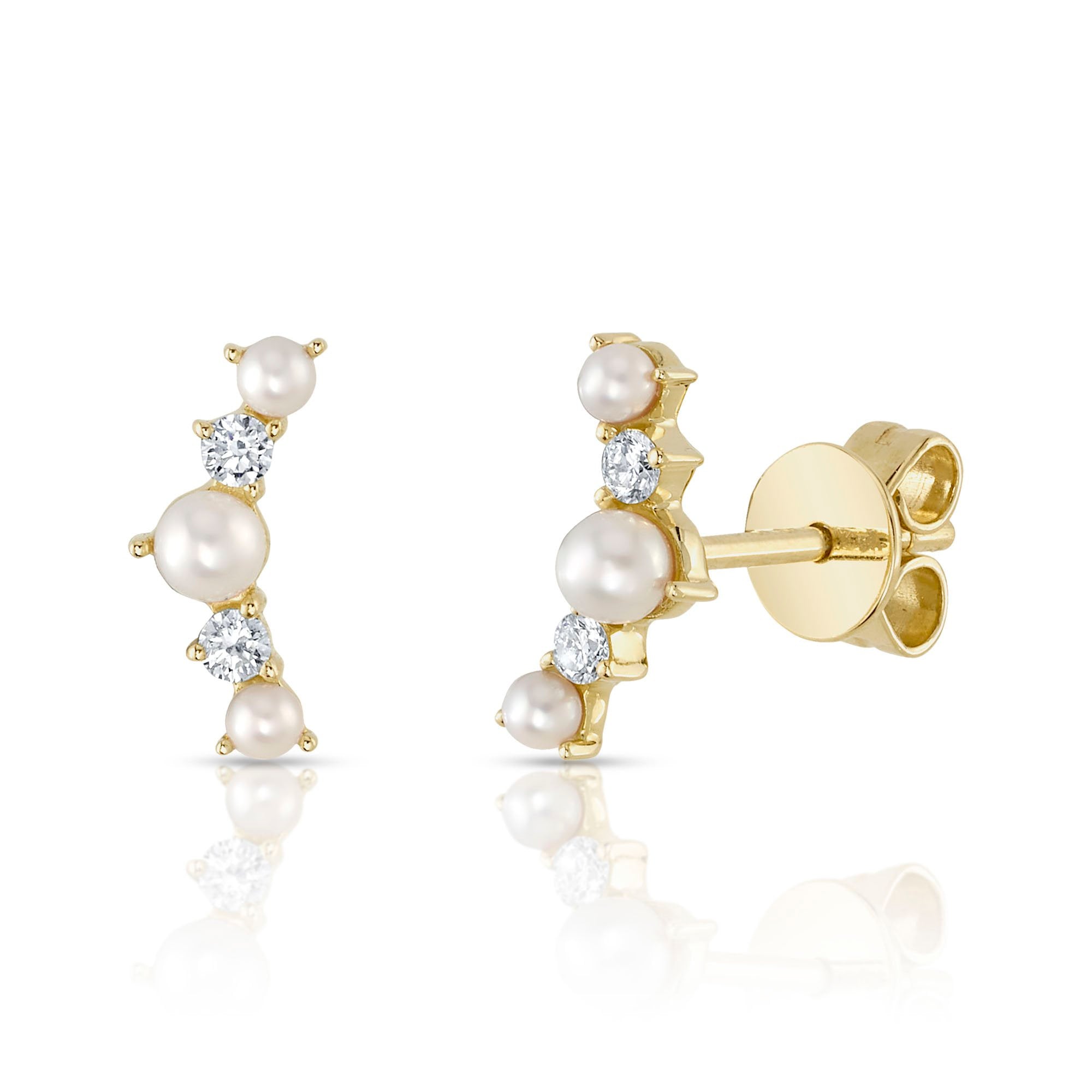 Shy Creation Diamond and Pearl Earrings