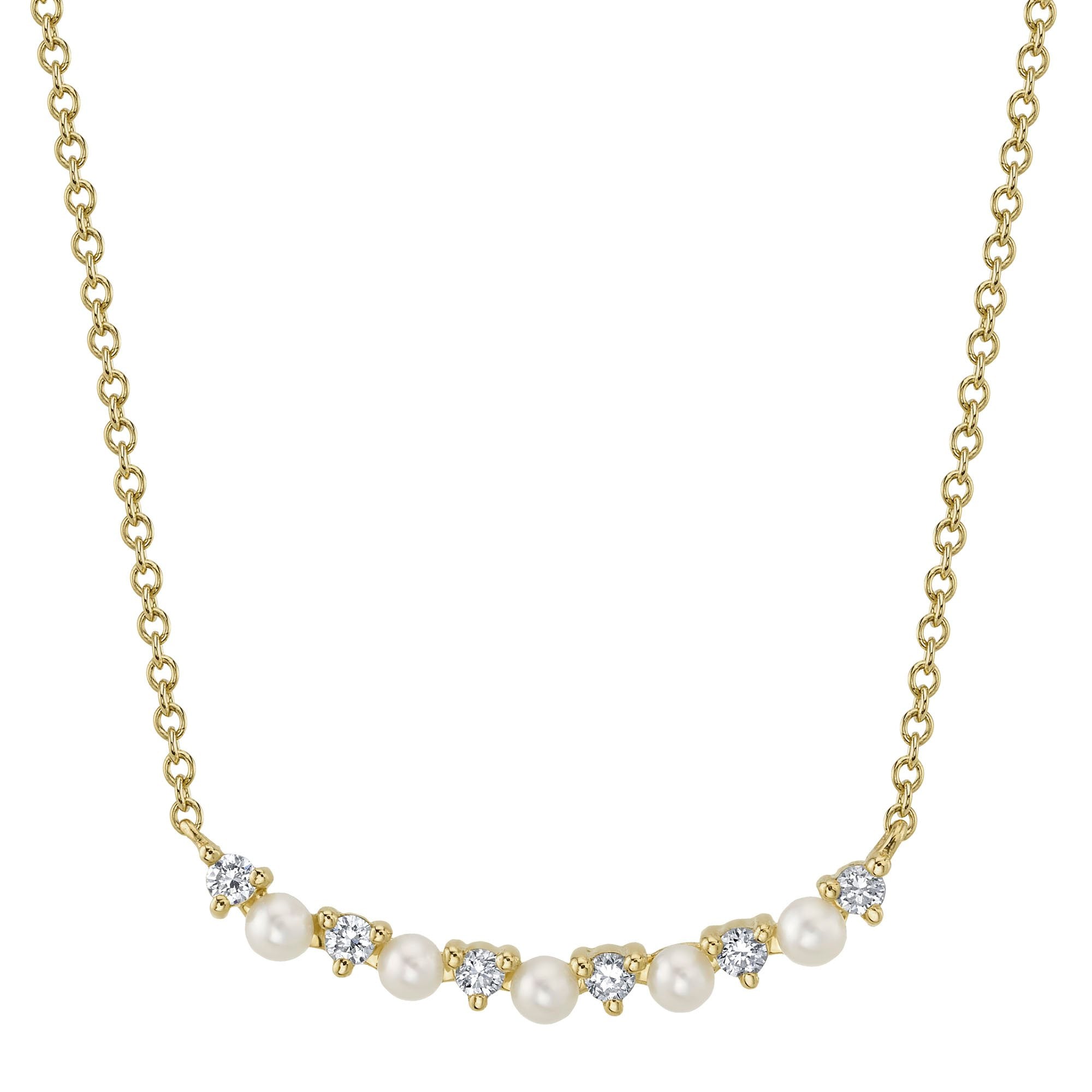 Shy Creation Diamond and Pearl Necklace