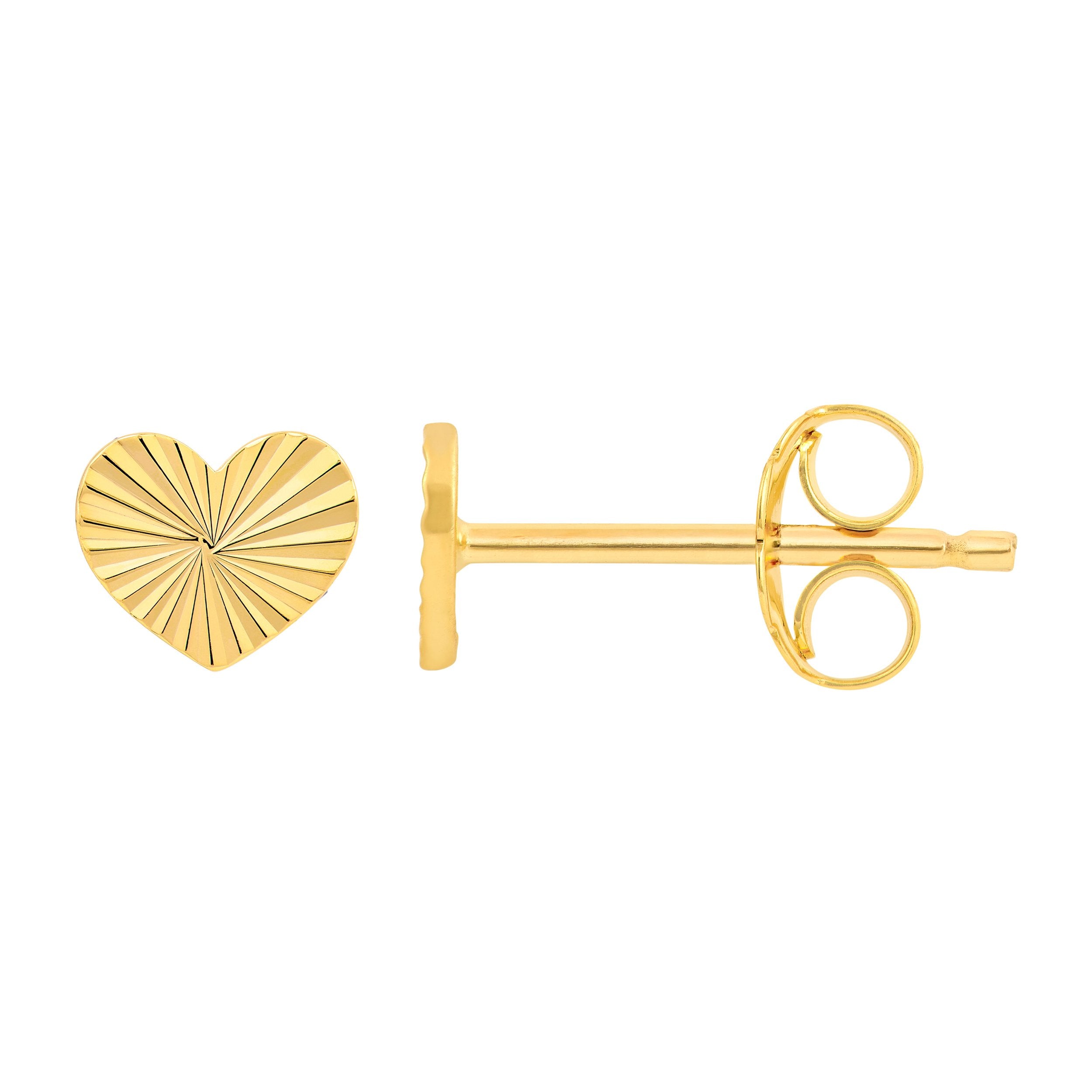 Gold Heart Shaped Stud Earrings
