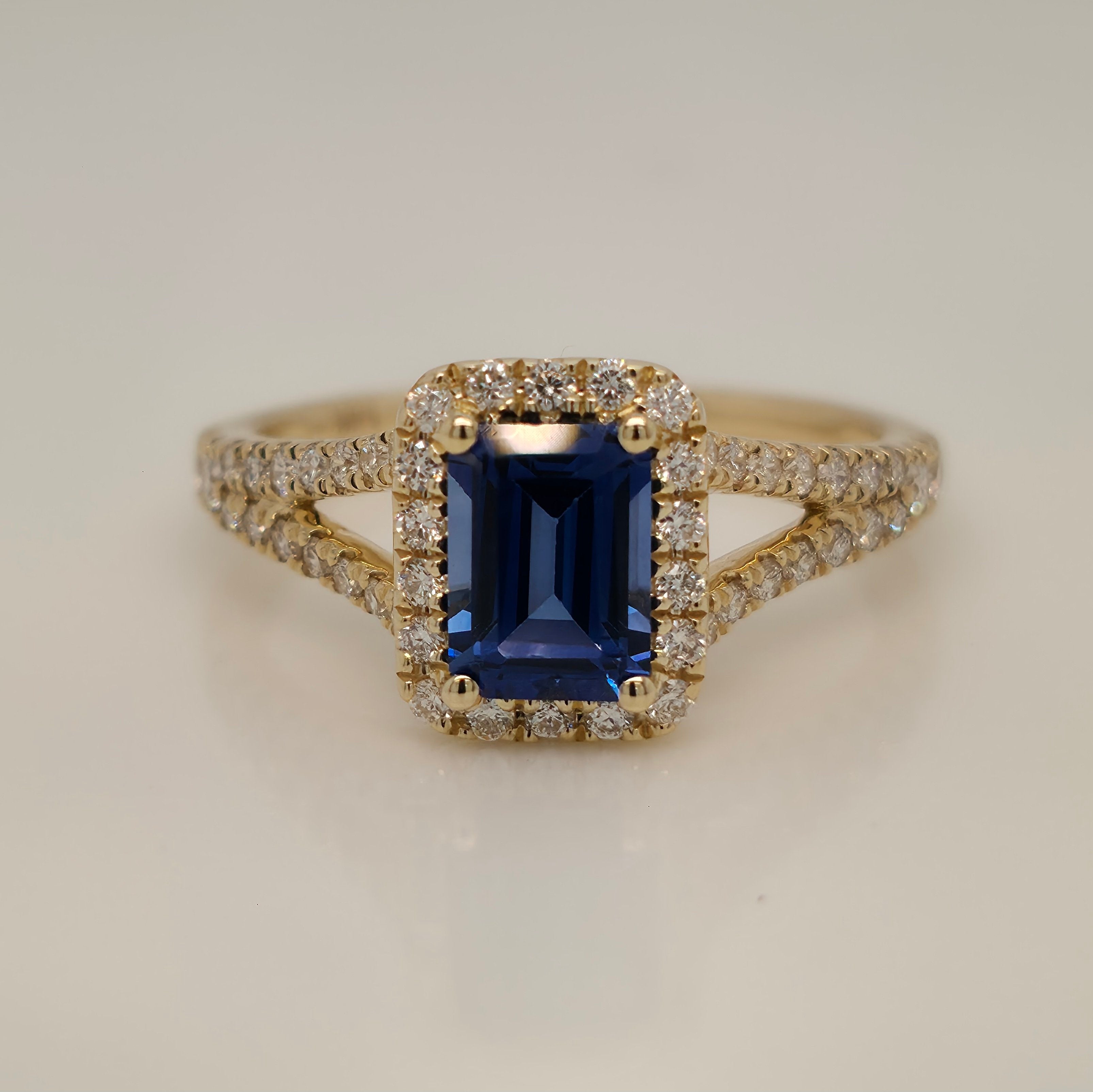 Blue Sapphire and Diamond Ring