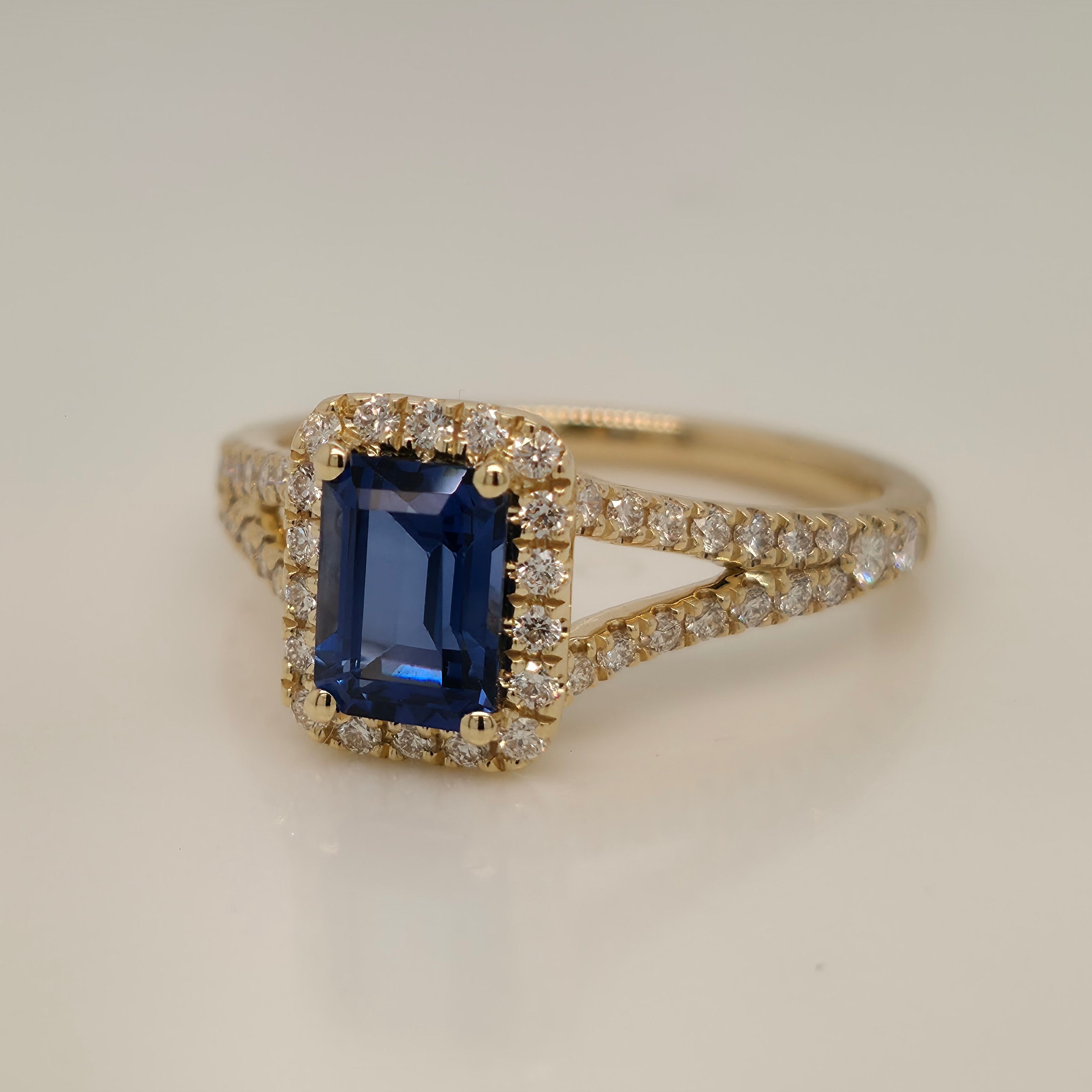 Blue Sapphire and Diamond Ring