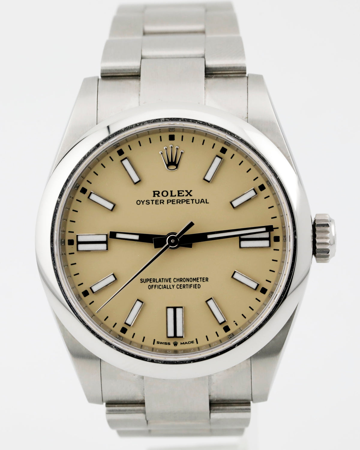 Pre Owned Rolex Oyster Perpetual 41, beige dial, steel bracelet, ref. 134300
