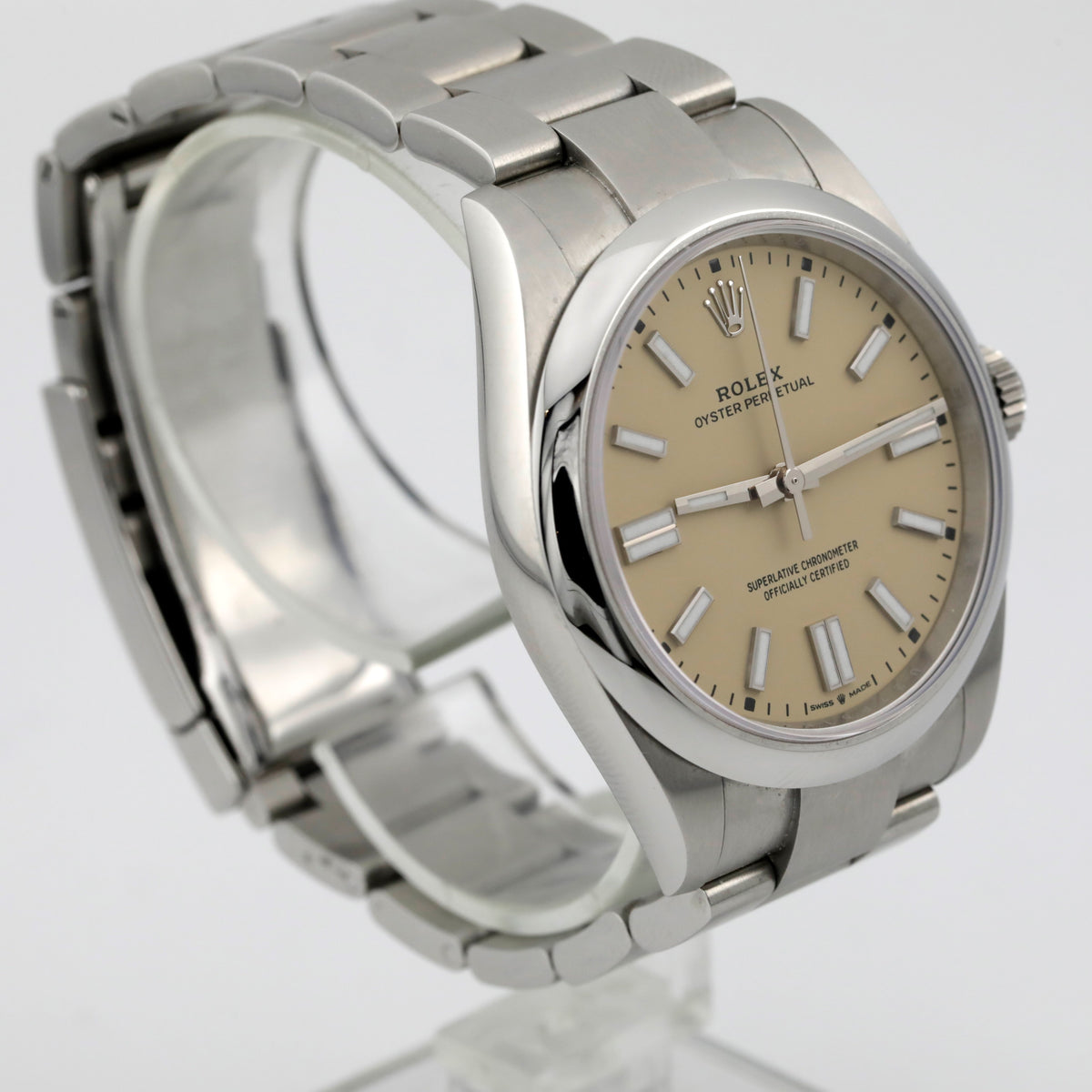 Pre Owned Rolex Oyster Perpetual 41, beige dial, steel bracelet, ref. 134300