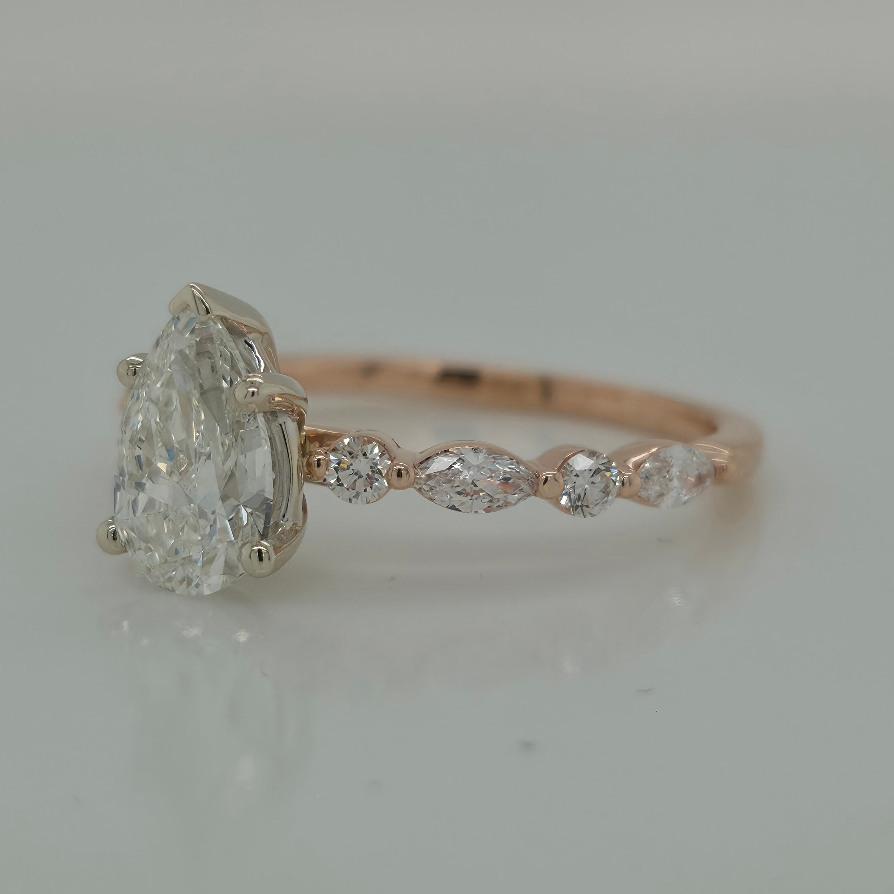 0.96ct Pear Shape Diamond Engagement Ring