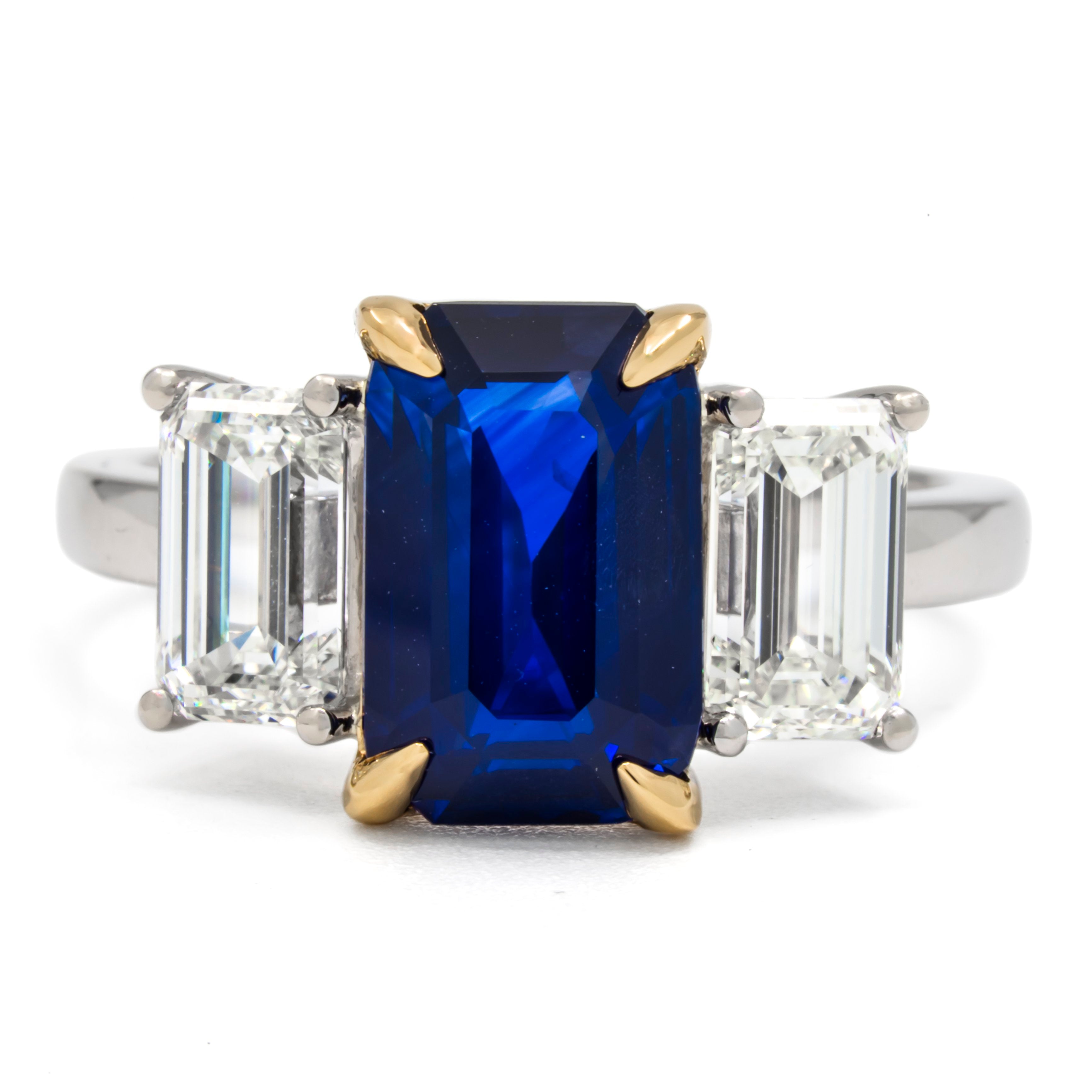 Blue Sapphire and Diamond Ring