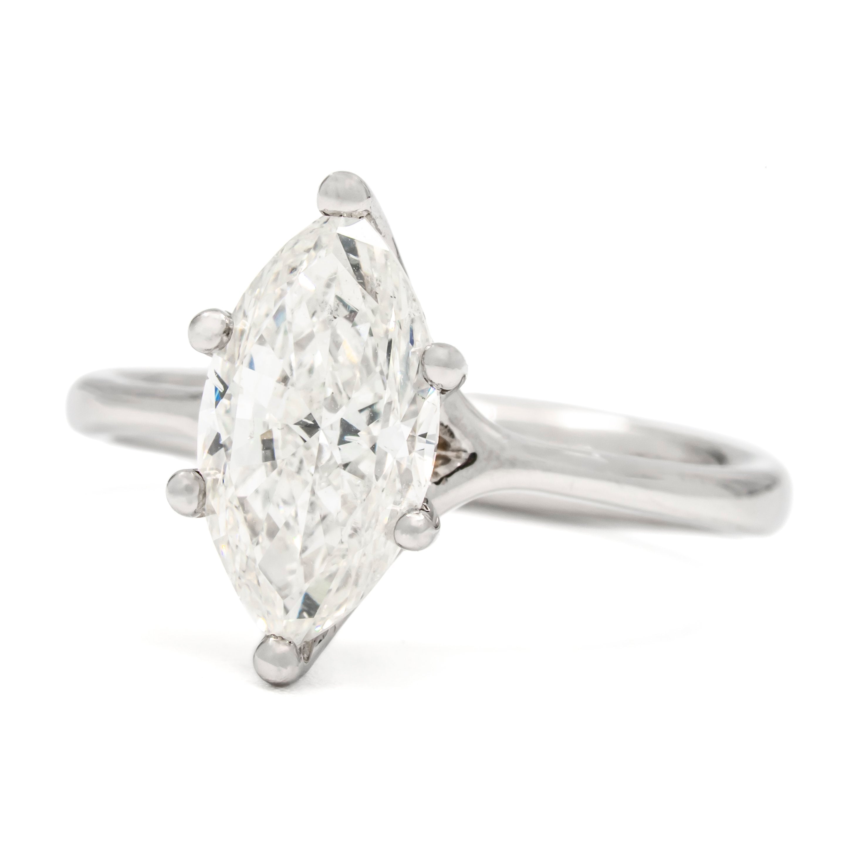 2.02ct Marquise Shaped Solitaire Diamond Engagement Ring
