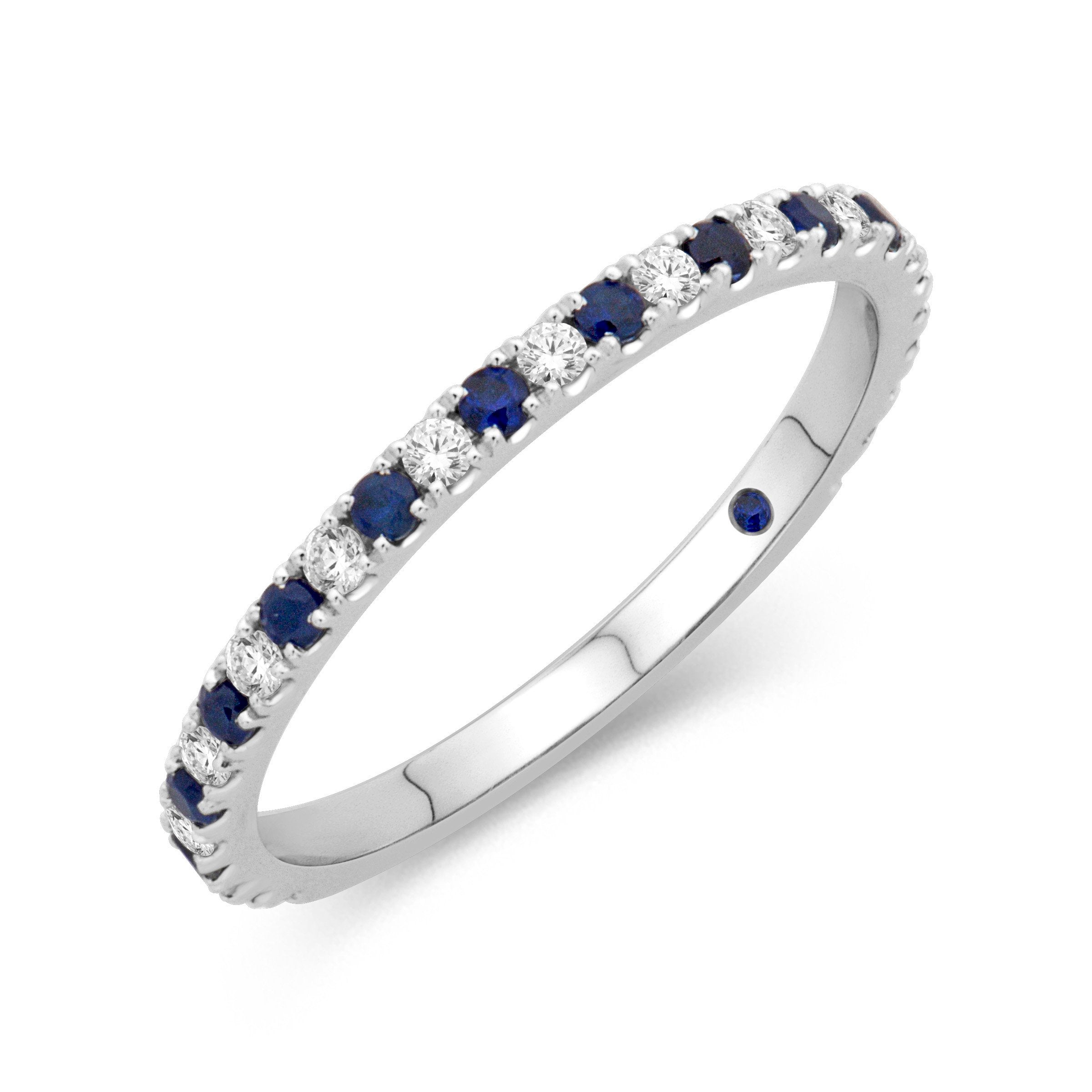 Diamond and Blue Sapphire Birthstone Band