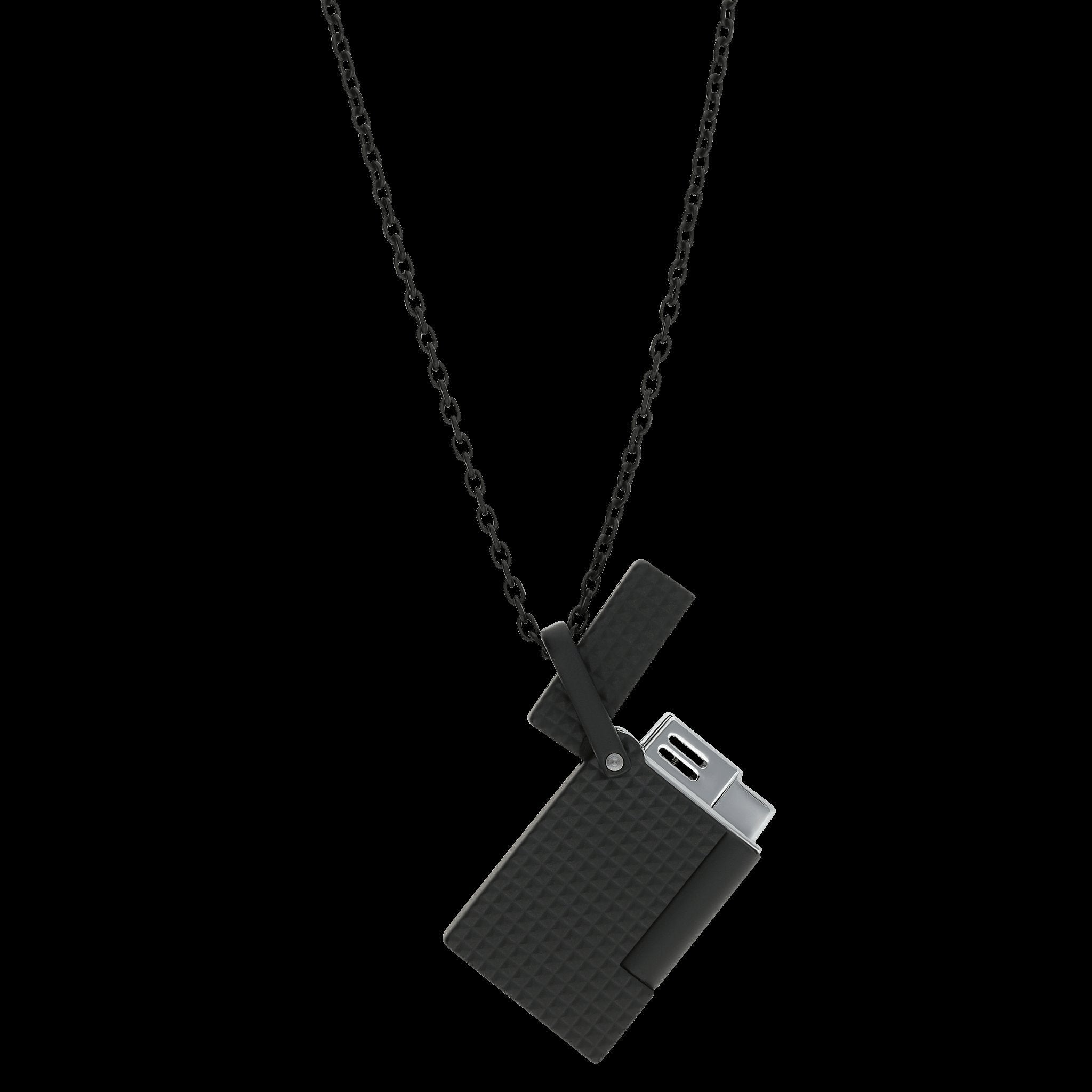 S.T. Dupont Lighter Necklace Black Matte Diamond head